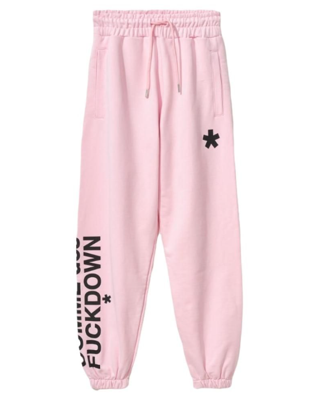 Comme Des Fuckdown Chic Pink Cotton Sweatpants with Unique Print