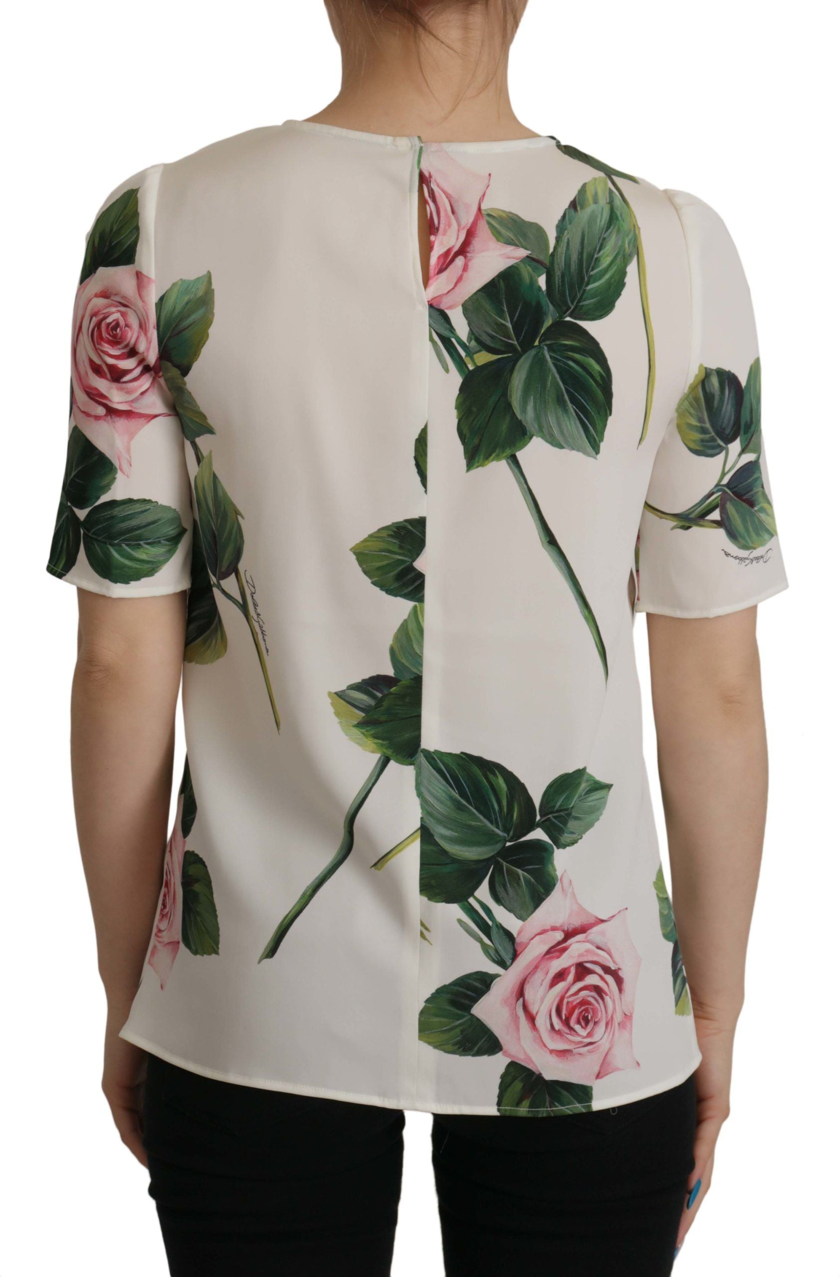 Dolce & Gabbana Multicolor Floral Zip Back Silk Blouse Top