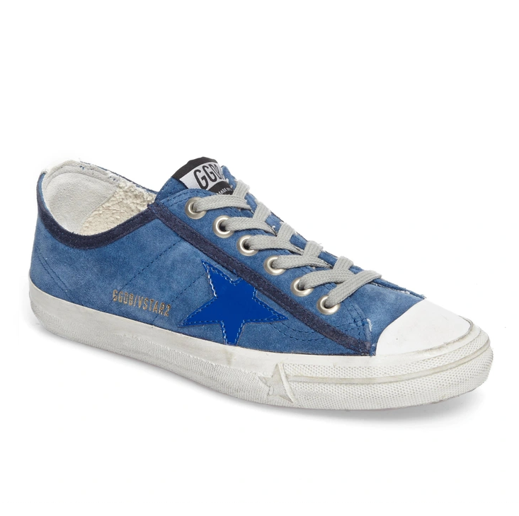 Golden Goose Elegant Blue Suede Low Sneakers with Star Accent