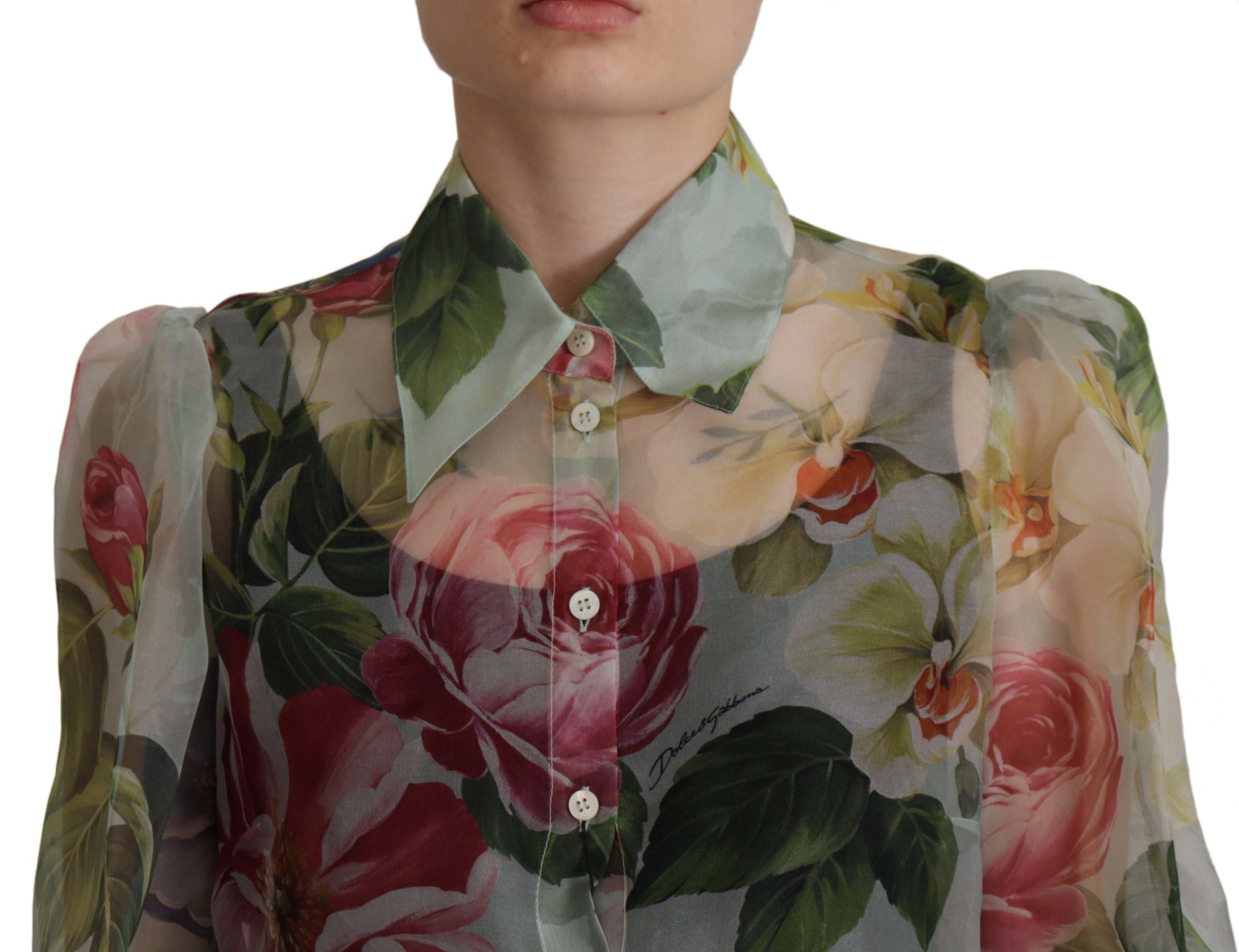 Dolce & Gabbana Elegant Silk Floral Blouse Long Sleeves