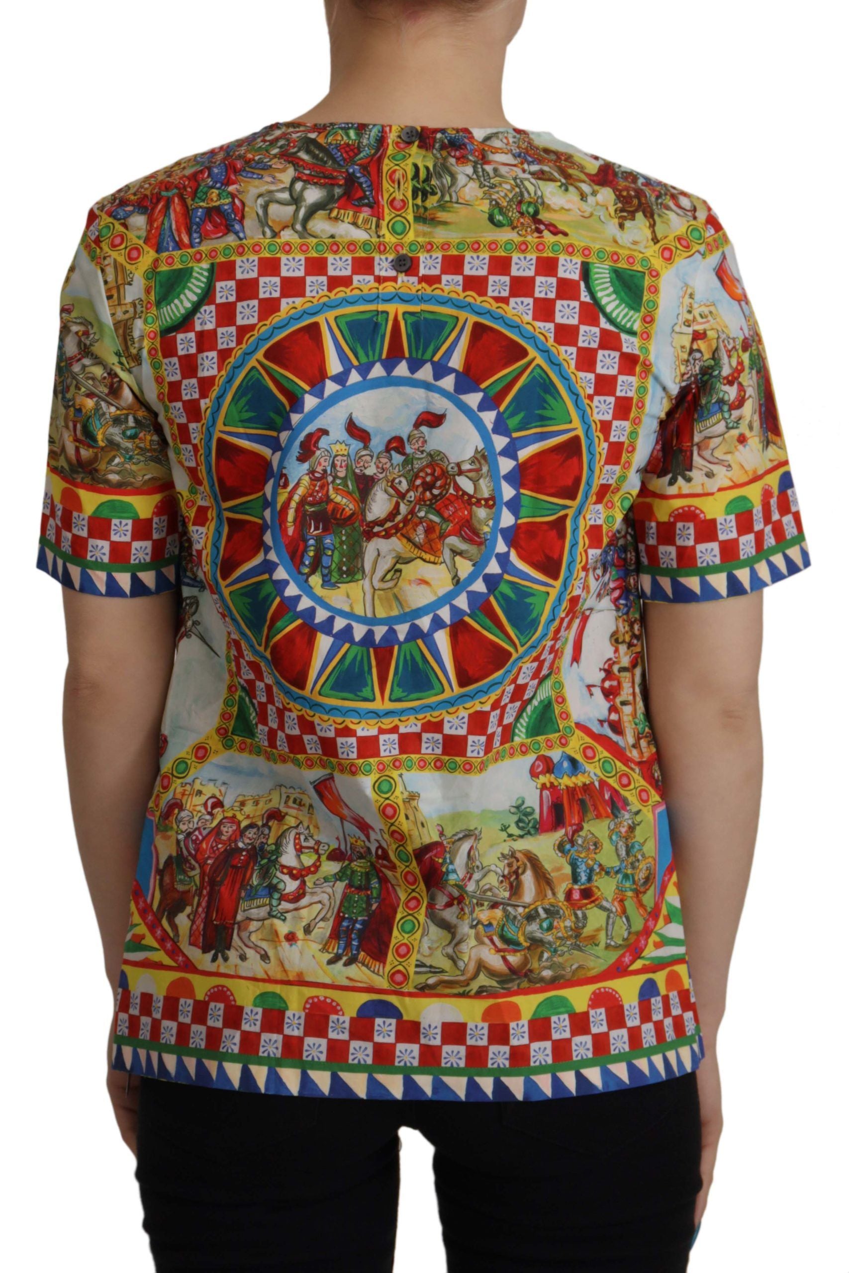 Dolce & Gabbana Multicolor Carretto Print Cotton T-Shirt