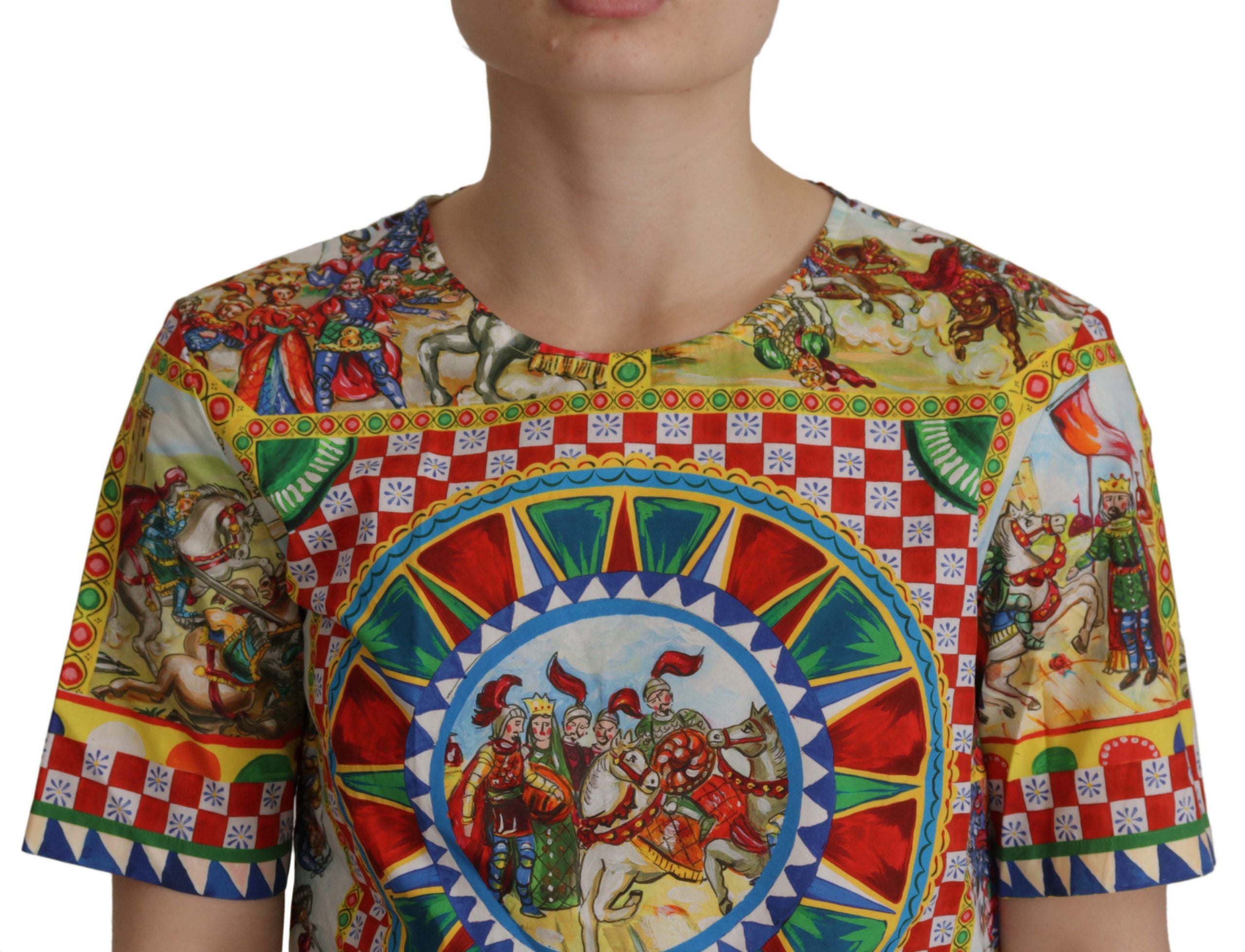 Dolce & Gabbana Multicolor Carretto Print Cotton T-Shirt