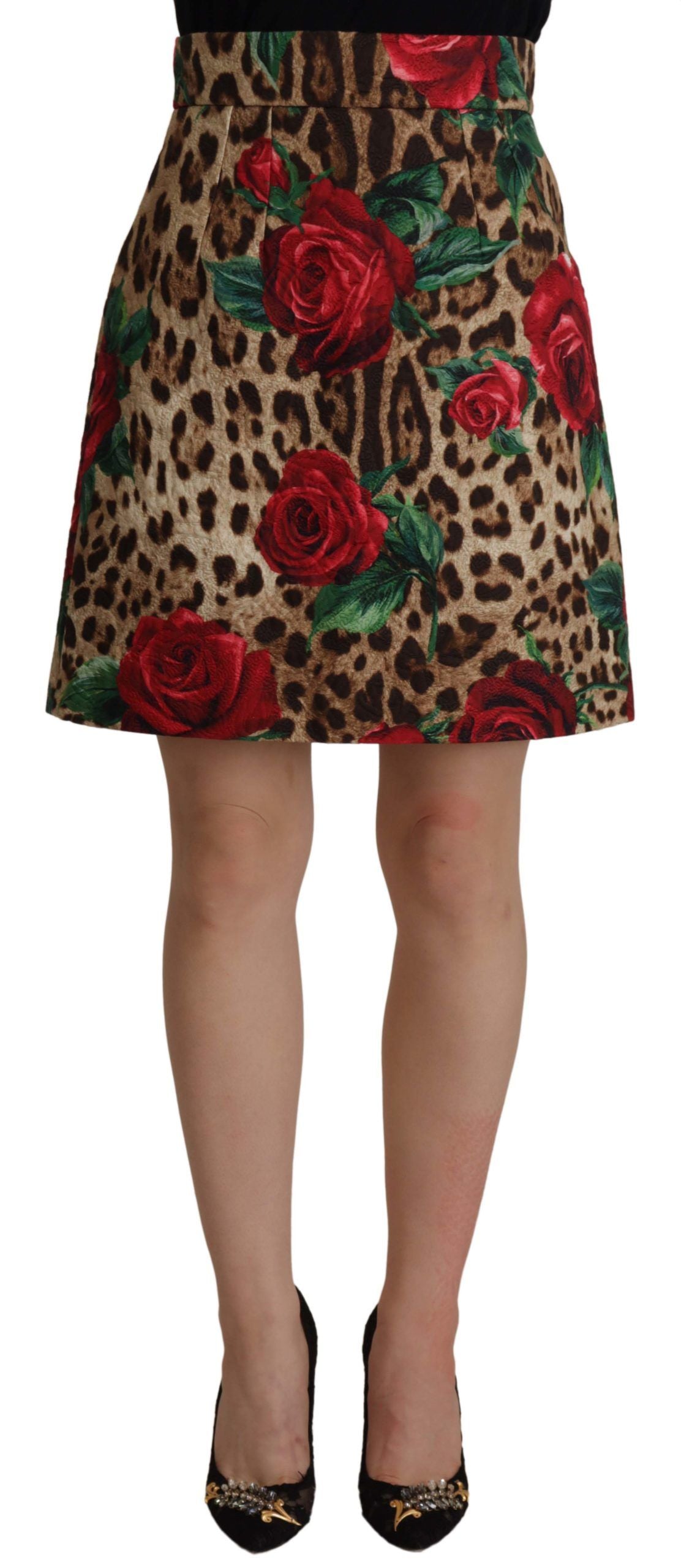 Dolce & Gabbana Chic Floral Leopard A-Line Mini Skirt