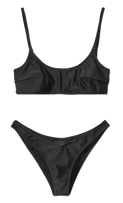 Comme Des Fuckdown Sleek Black Nylon Bikini with Chic Logo Detail