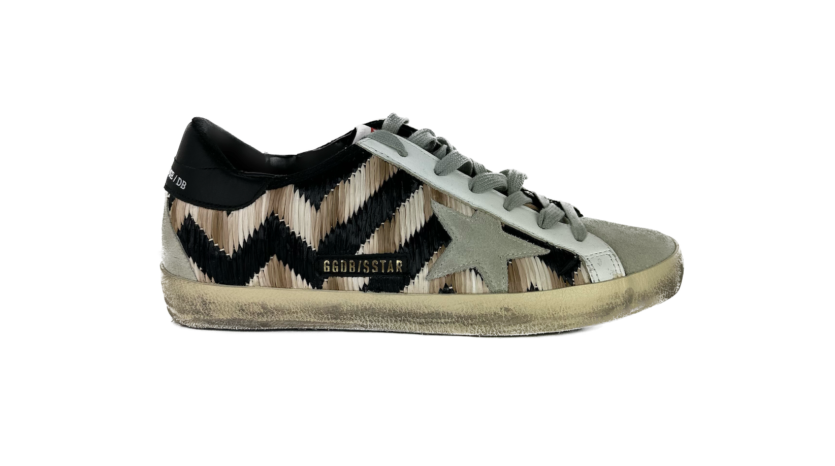 Golden Goose Chic Beige Woven Straw & Suede Sneakers