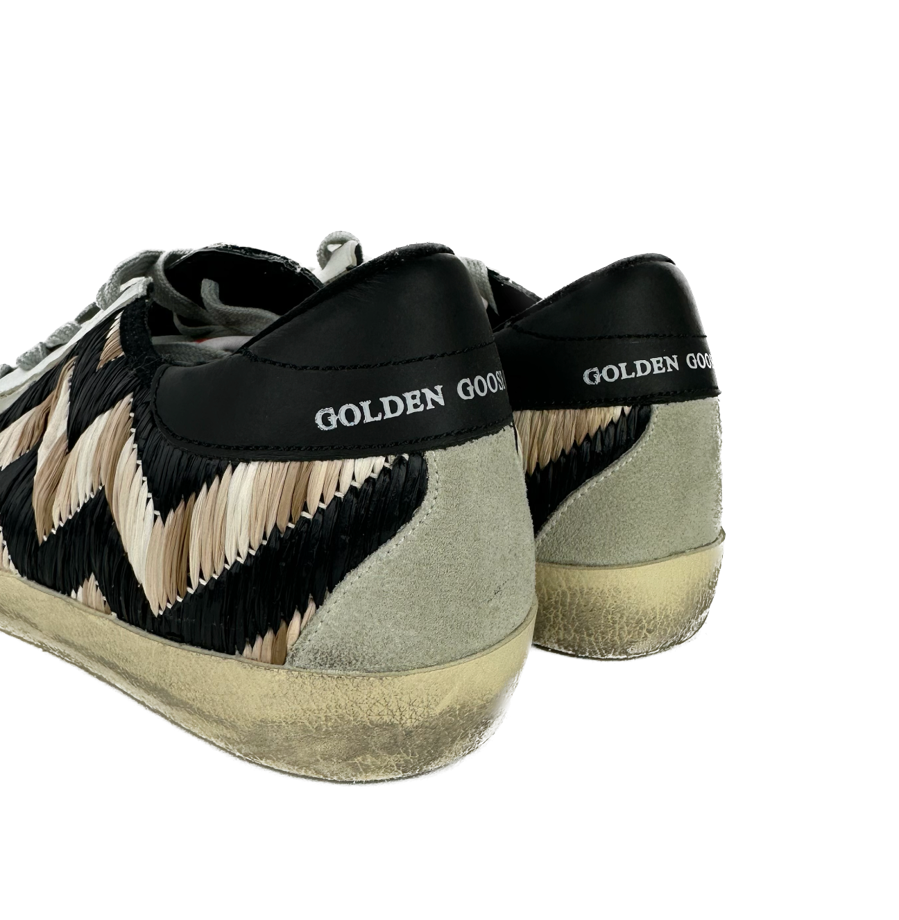 Golden Goose Chic Beige Woven Straw & Suede Sneakers