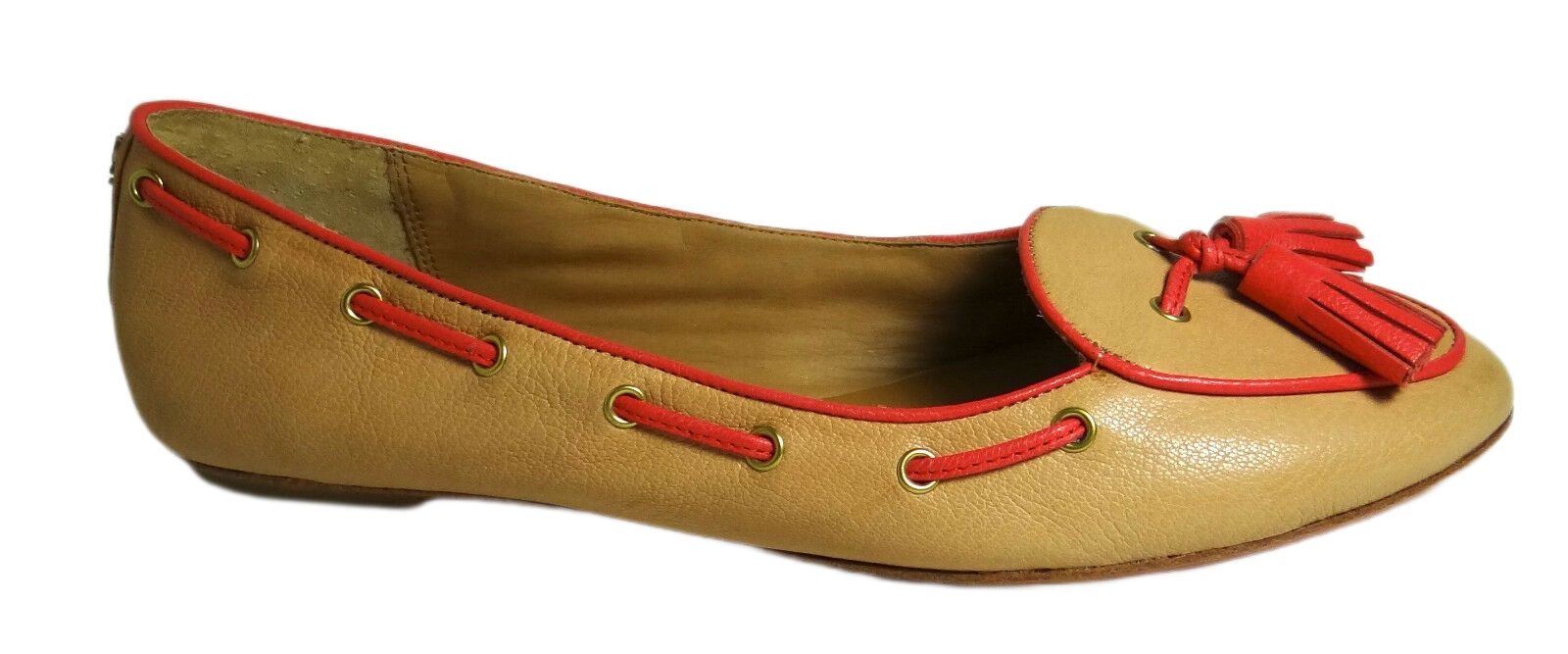 COACH Manika Soft Tan Leather Flat Shoes