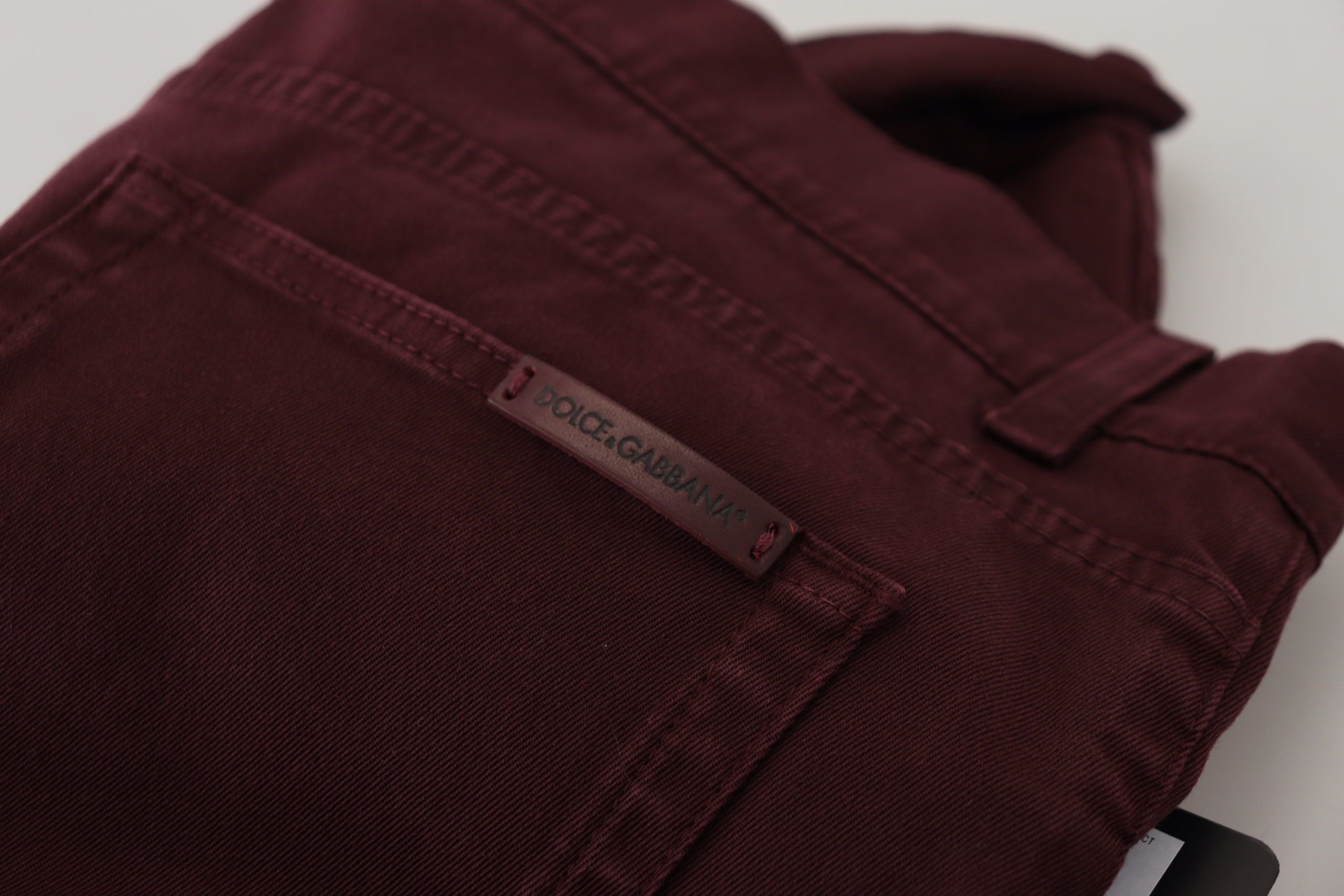 Dolce & Gabbana Slim Fit Bordeaux Jeans - Italian Luxury