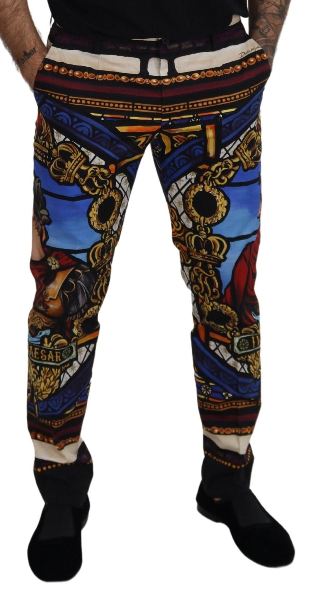 Dolce & Gabbana Slim Fit Caesar Print Chinos Trousers