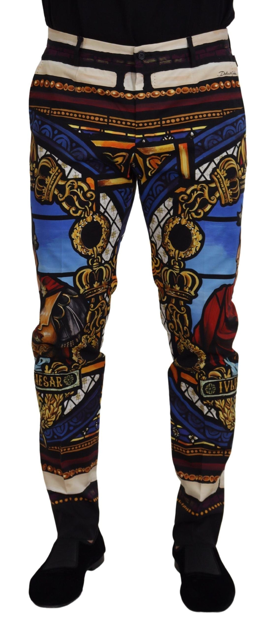 Dolce & Gabbana Slim Fit Caesar Print Chinos Trousers