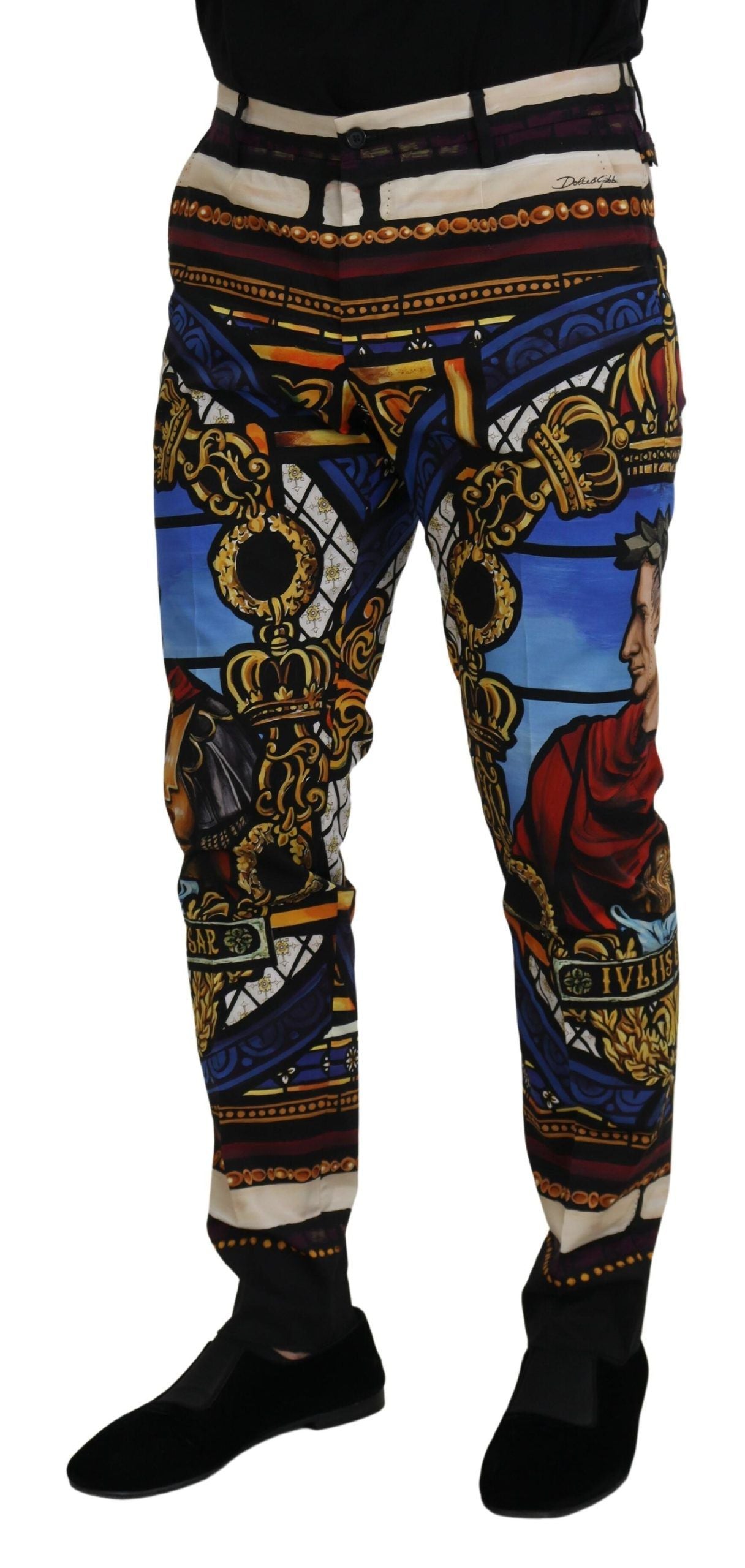 Dolce & Gabbana Slim Fit Caesar Print Chinos Trousers