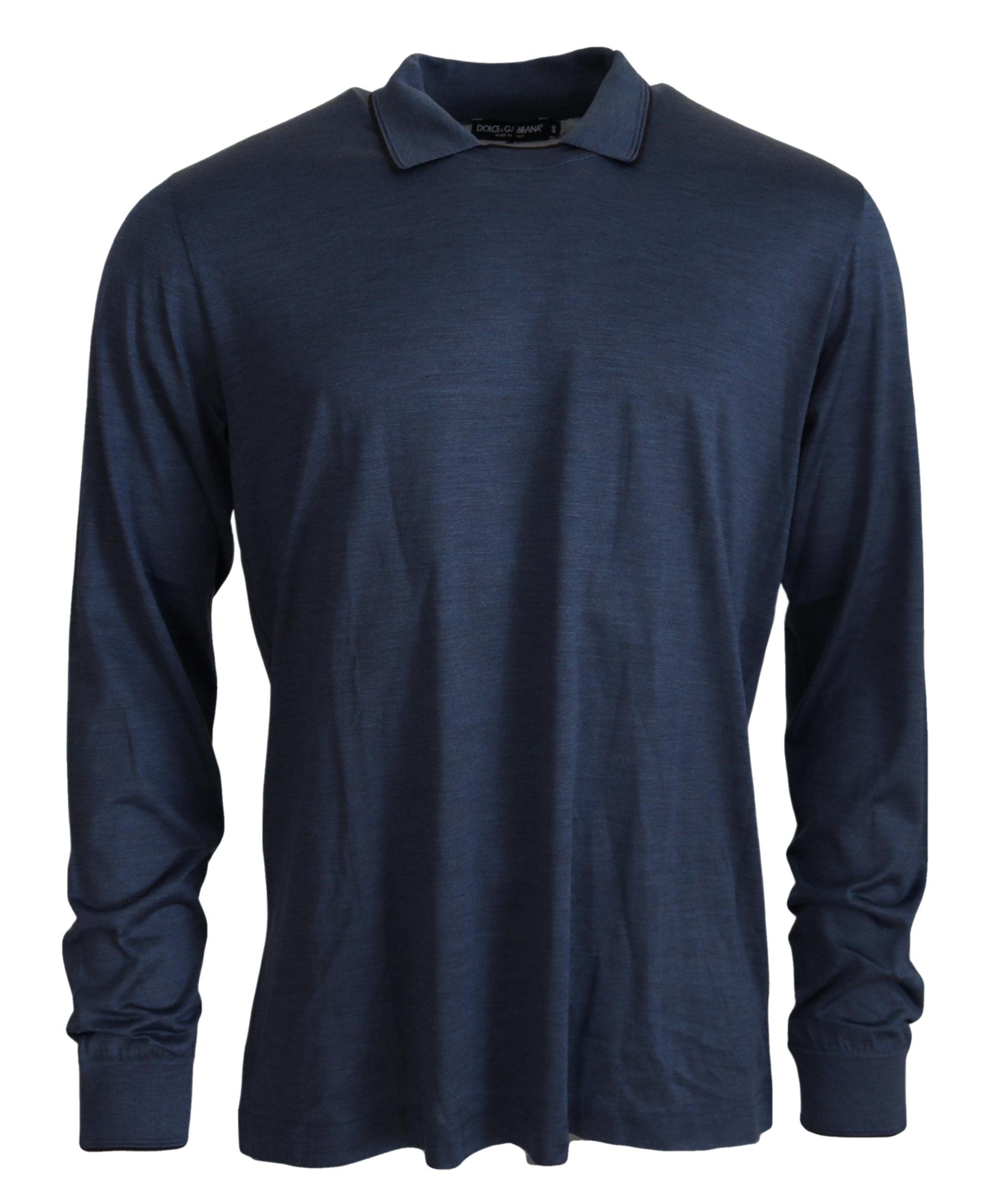 Dolce & Gabbana Sophisticated Silk Polo Sweater in Blue