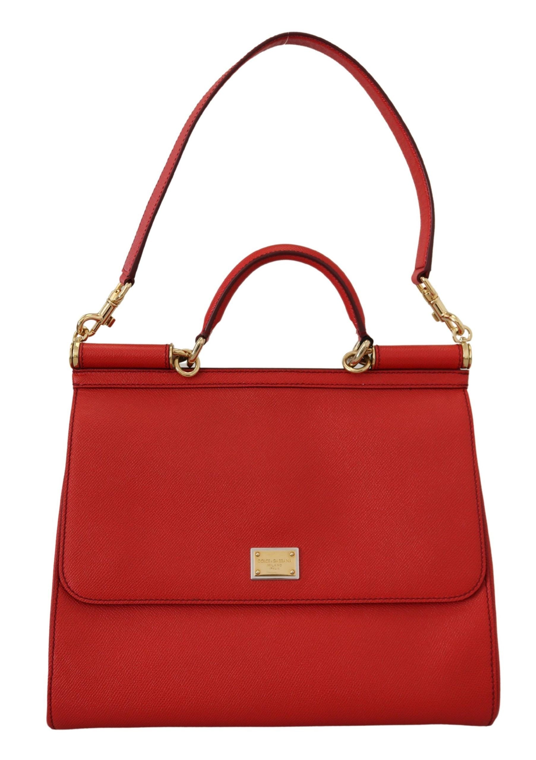 Dolce & Gabbana Sicily Bag in Red Leather with Gold Accents