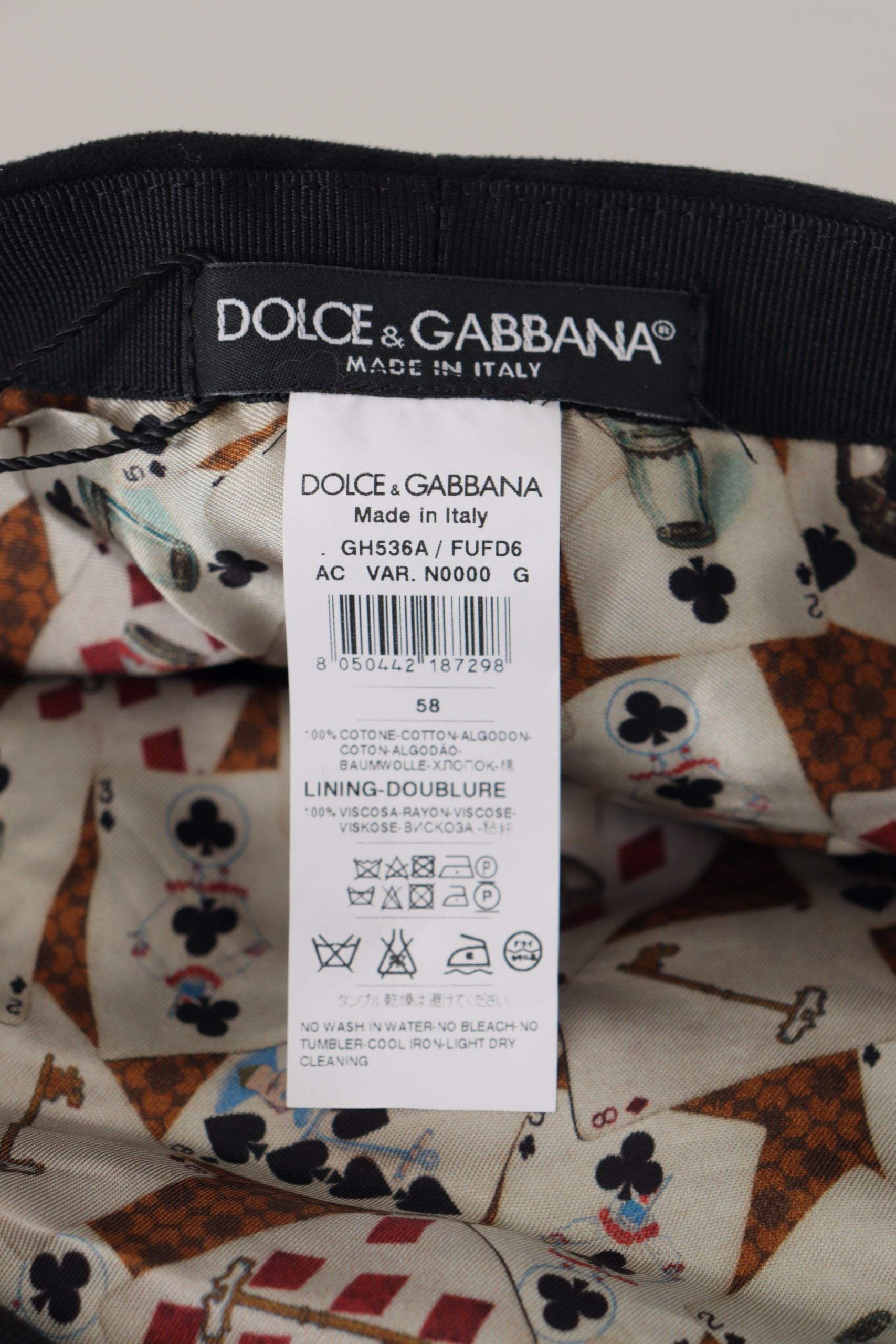 Dolce & Gabbana Elegant Black Cotton Newsboy Hat