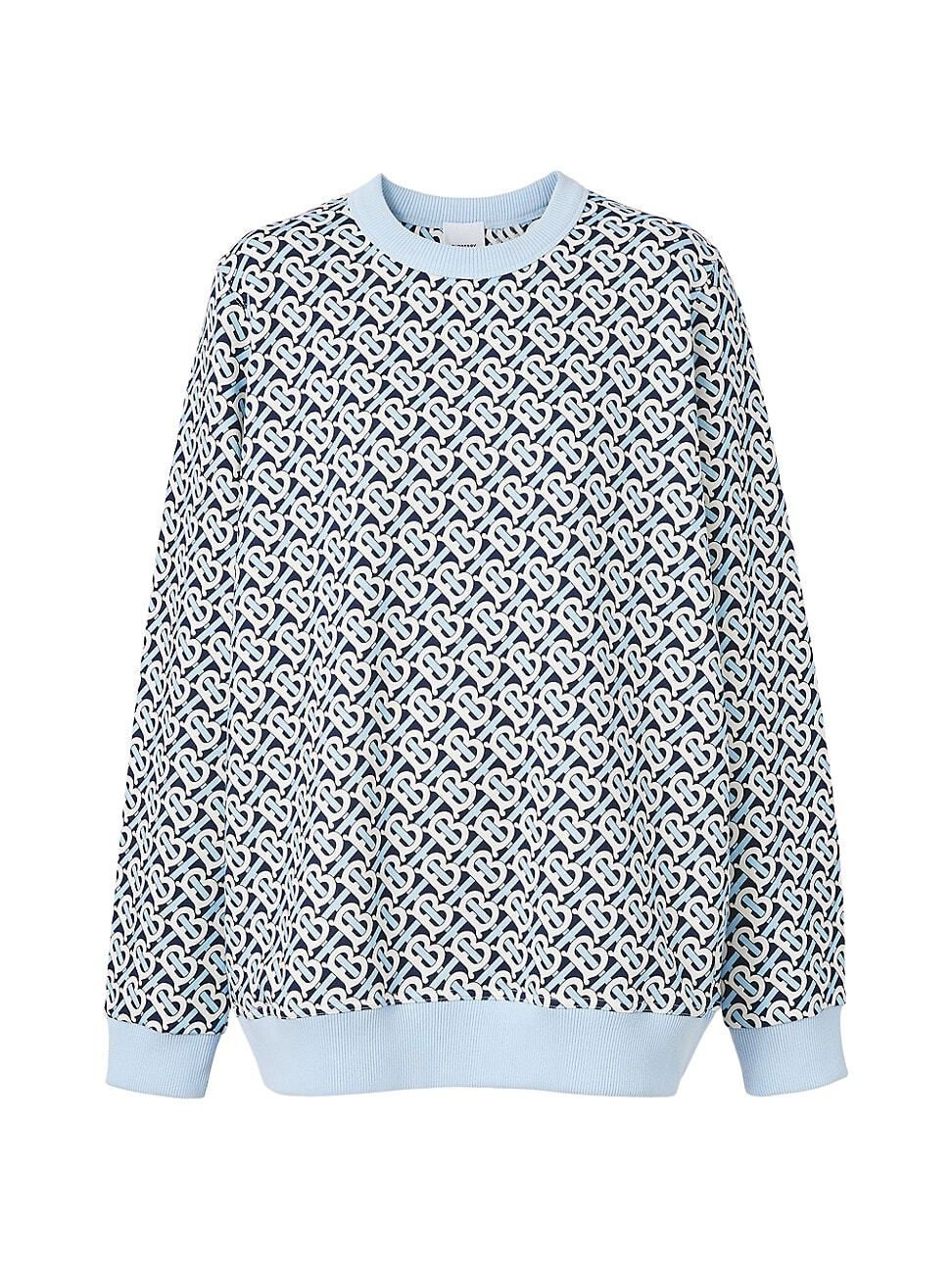 Burberry Elegant Light Blue Logo-Print Sweater