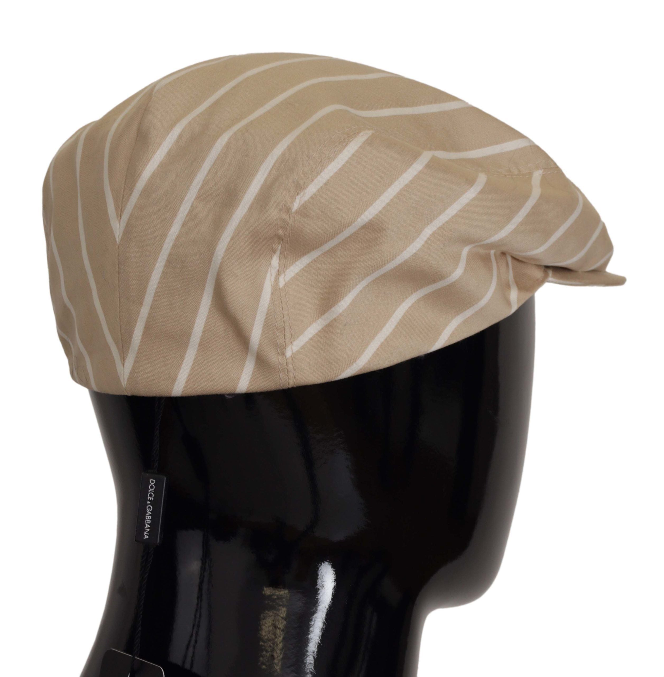 Dolce & Gabbana Elegant Striped Cotton Silk Newsboy Hat