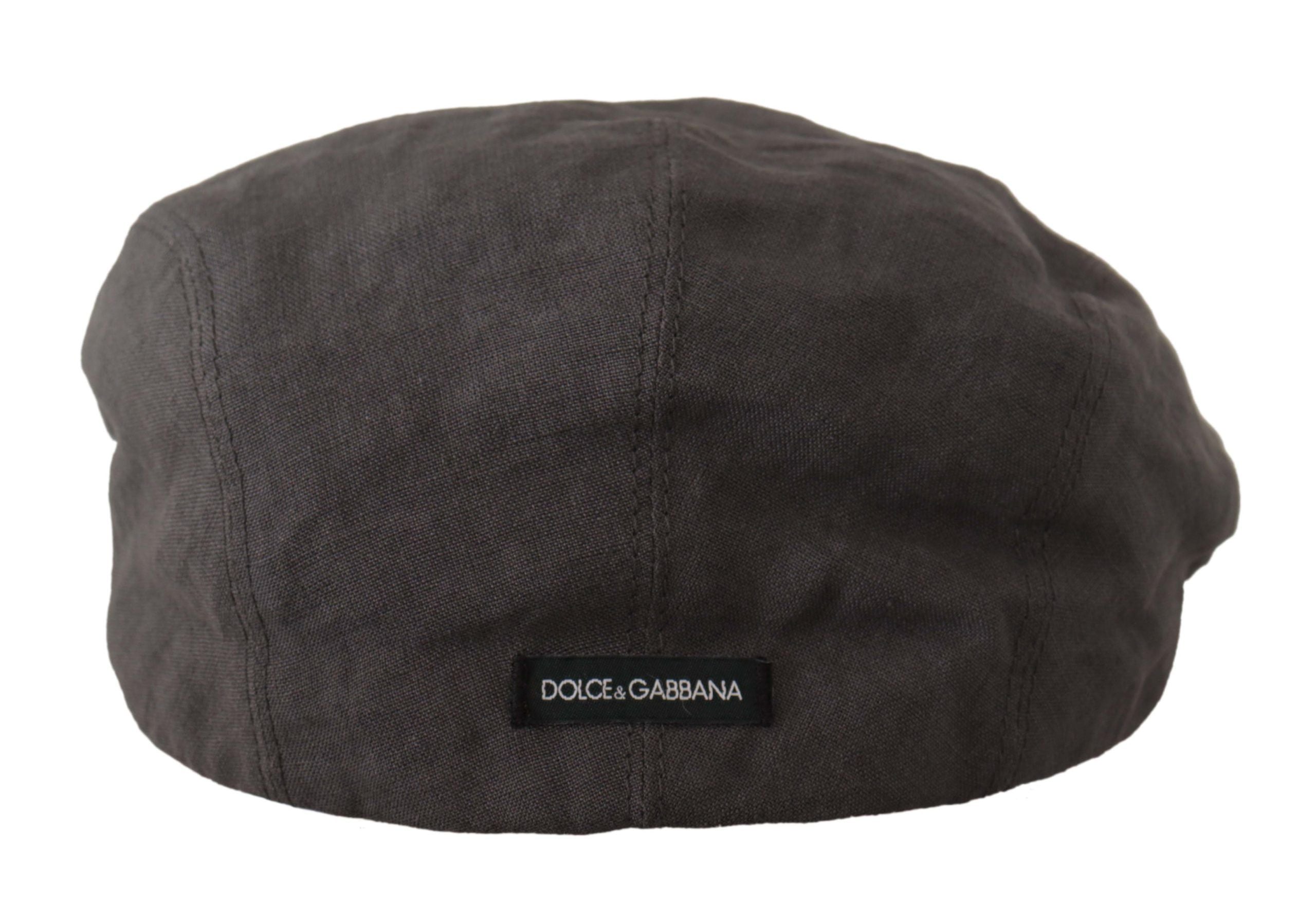 Dolce & Gabbana Stylish Dark Gray Linen Newsboy Hat