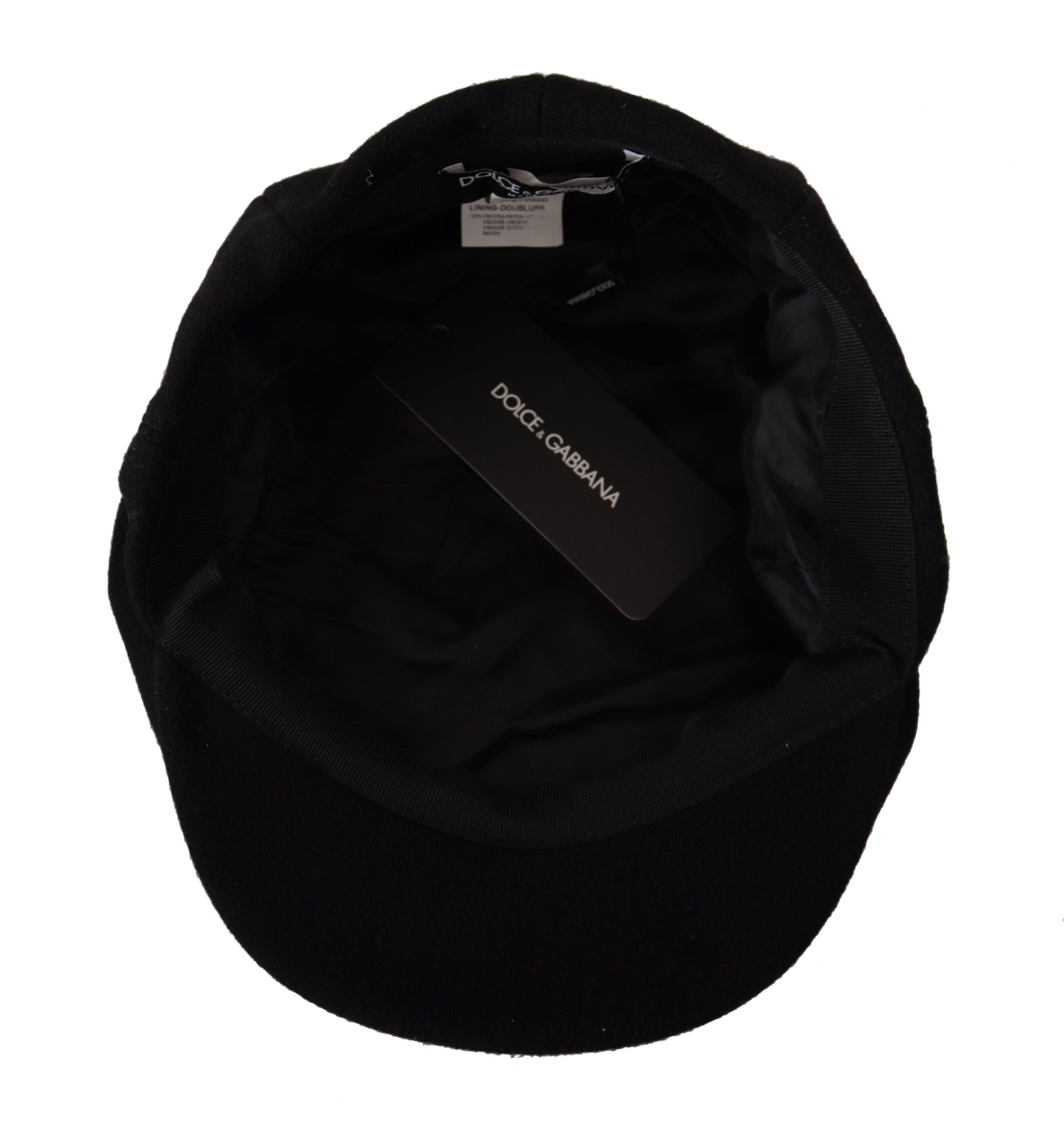 Dolce & Gabbana Elegant Black Newsboy Cap in Virgin Wool Blend