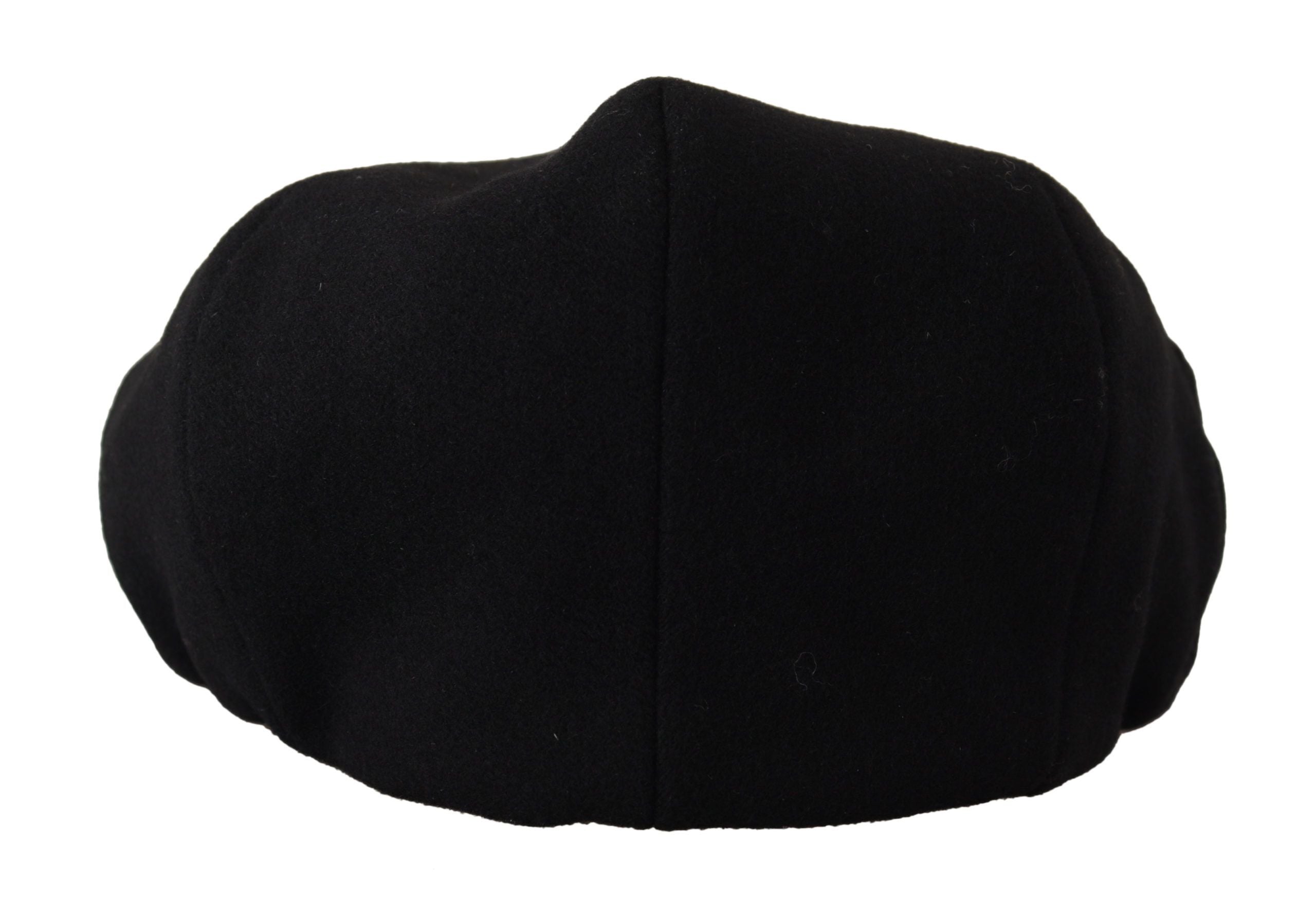 Dolce & Gabbana Elegant Black Newsboy Cap in Virgin Wool Blend