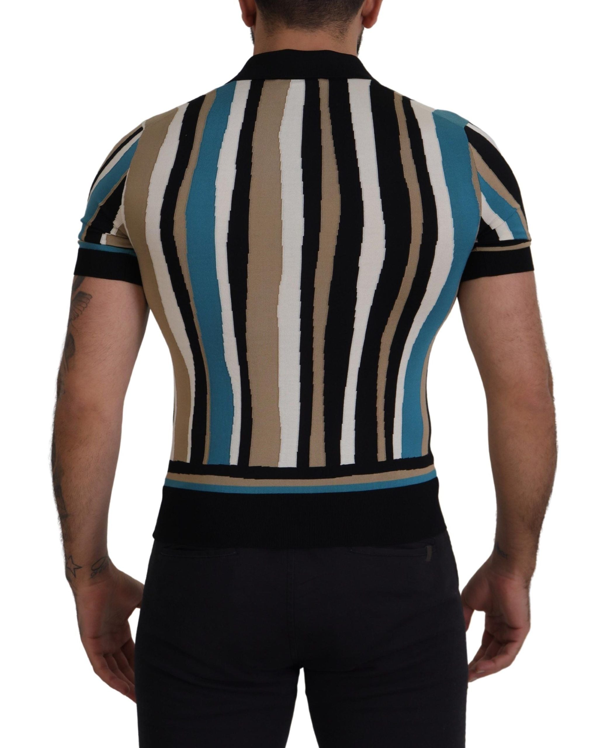 Dolce & Gabbana Elegant Silk Striped Polo T-Shirt