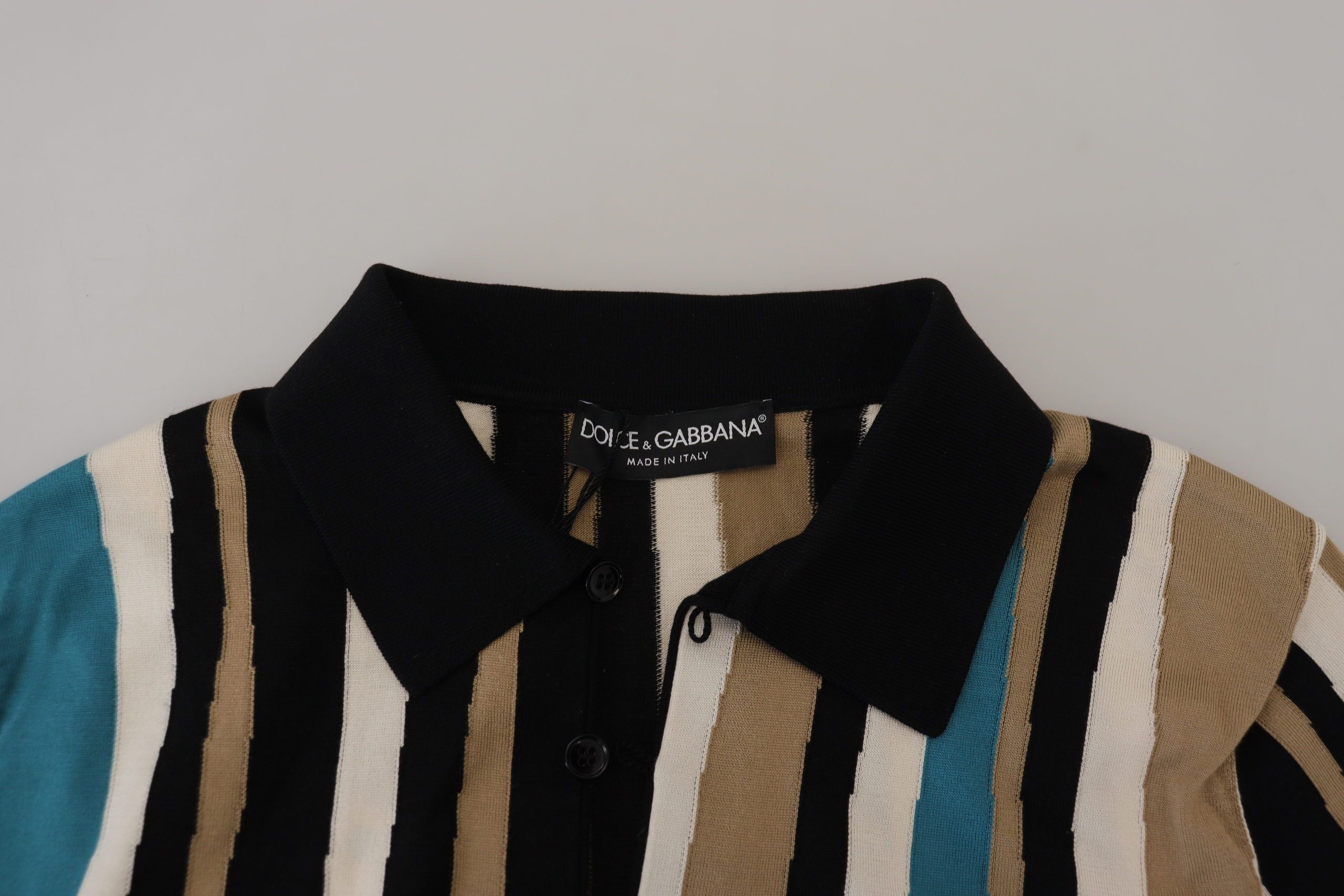 Dolce & Gabbana Elegant Silk Striped Polo T-Shirt