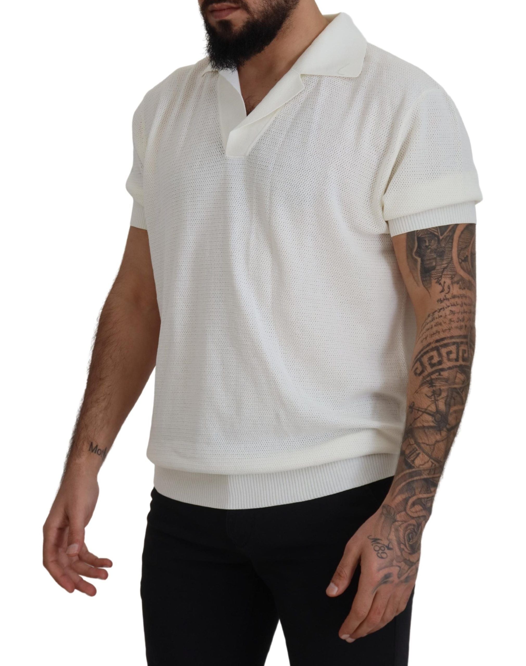 Dolce & Gabbana Elegant White Cotton Polo T-Shirt