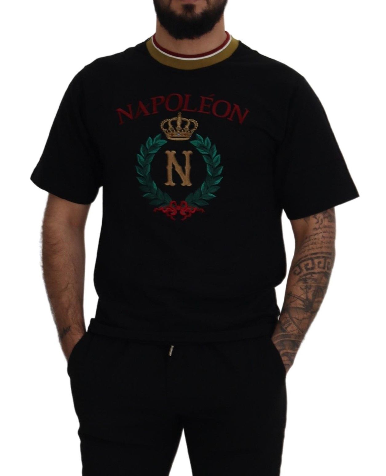 Dolce & Gabbana Iconic Black Cotton Crew Neck Tee