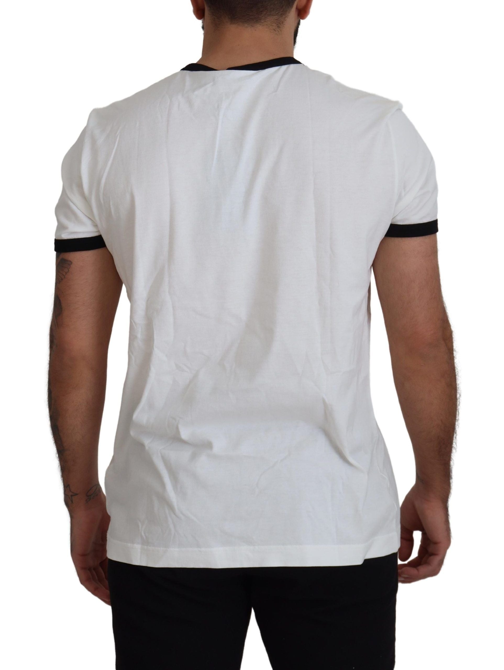 Dolce & Gabbana White Cotton Logo Tee with Italian Flair