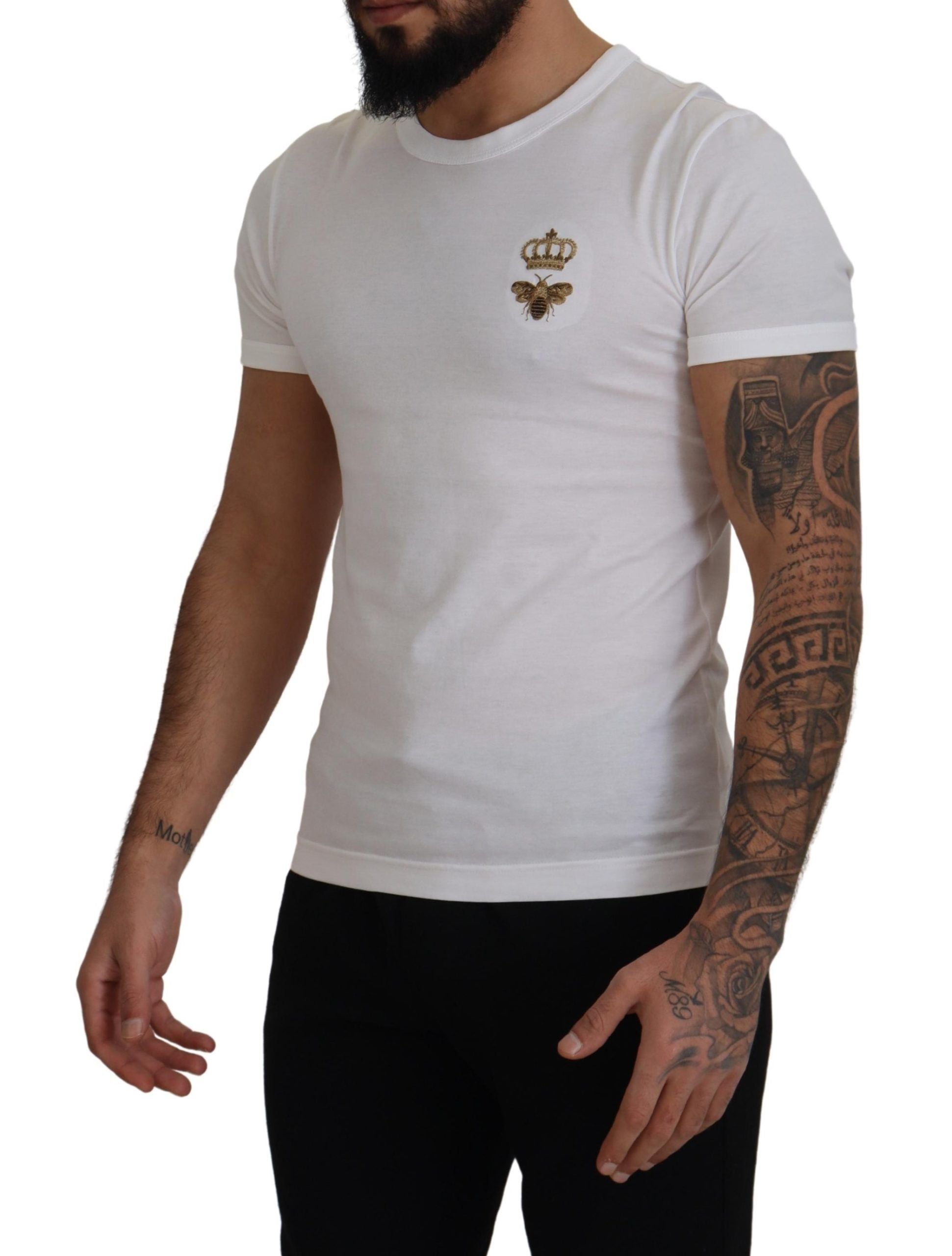 Dolce & Gabbana Regal Bee Embroidered Cotton Tee