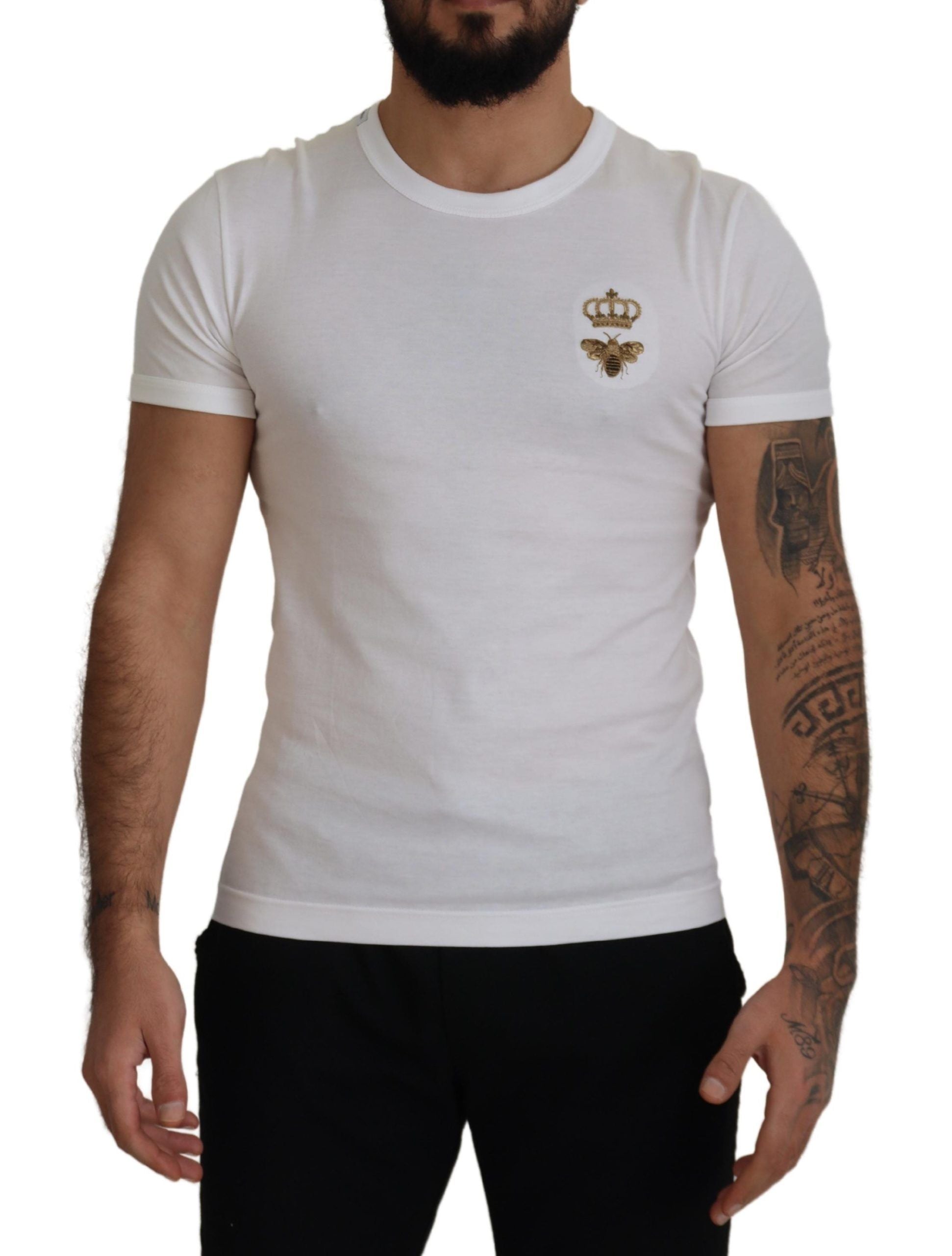 Dolce & Gabbana Regal Bee Embroidered Cotton Tee