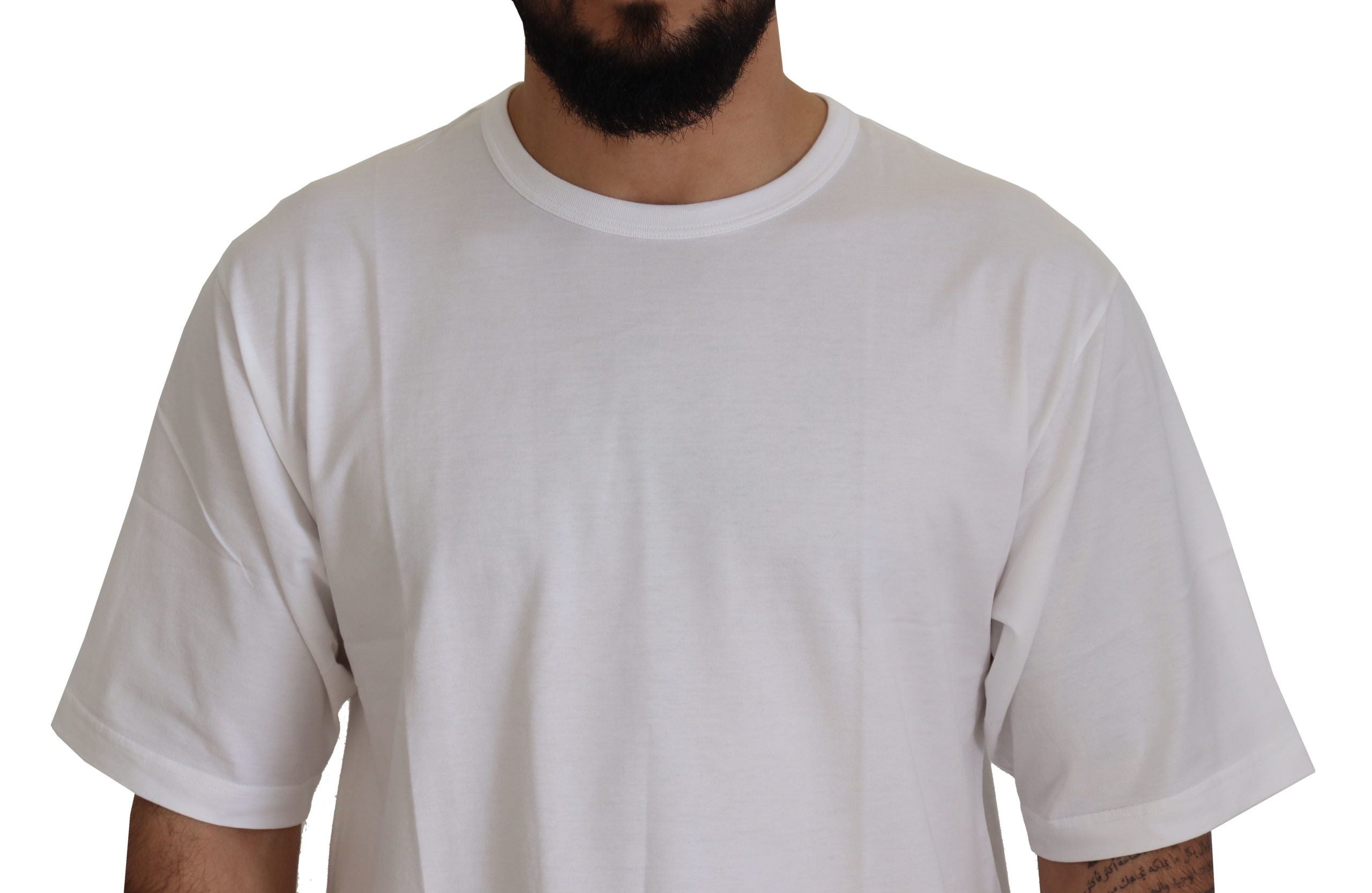 Dolce & Gabbana Elegant White Cotton Crew Neck Tee