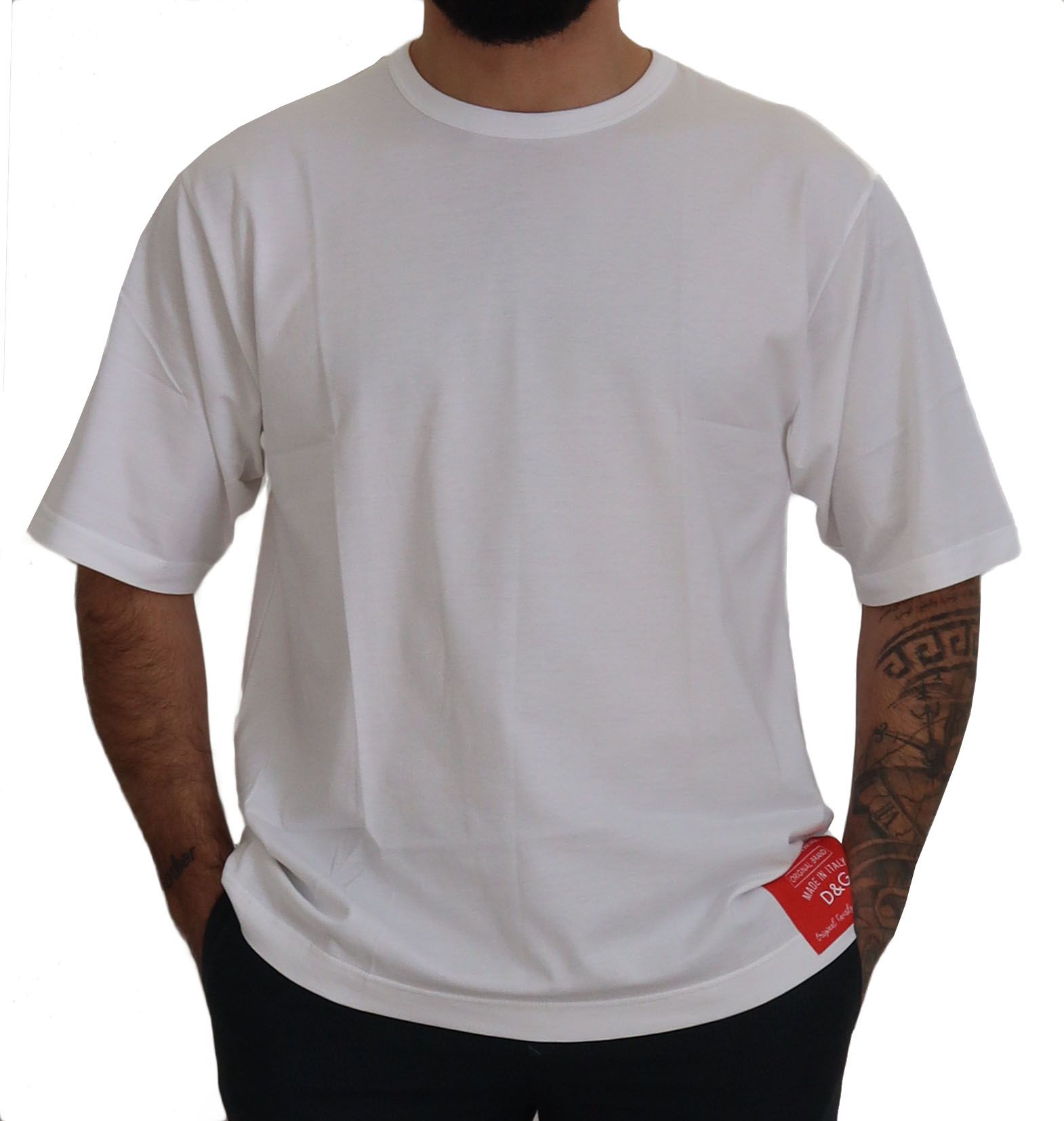 Dolce & Gabbana Elegant White Cotton Crew Neck Tee