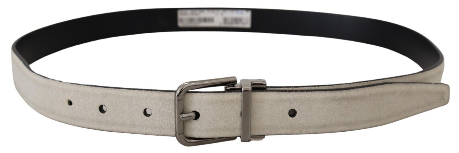 Dolce & Gabbana Italian White Leather Belt with Metal Buckle