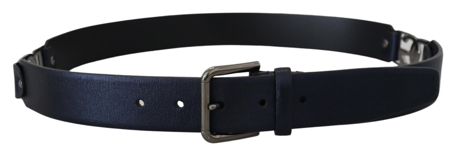 Dolce & Gabbana Metallic Blue Italian Leather Belt