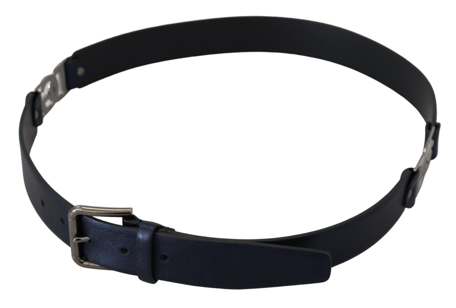 Dolce & Gabbana Metallic Blue Italian Leather Belt