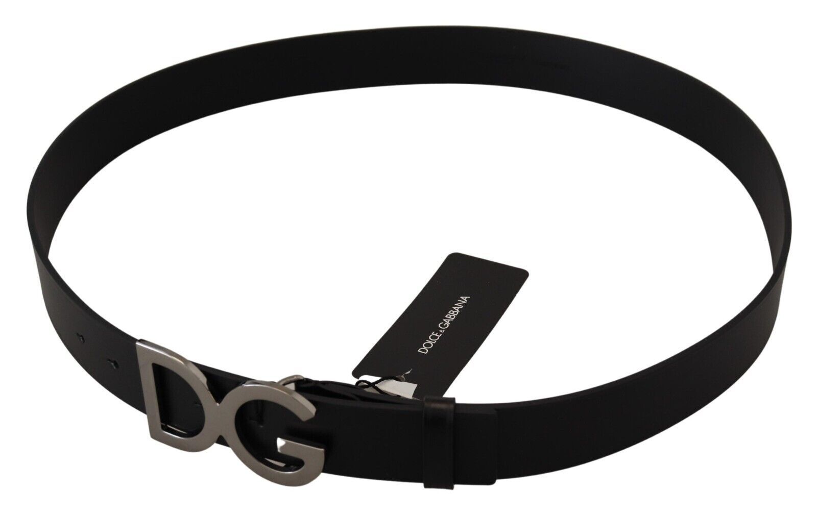 Dolce & Gabbana Elegant Black Leather DG Logo Belt