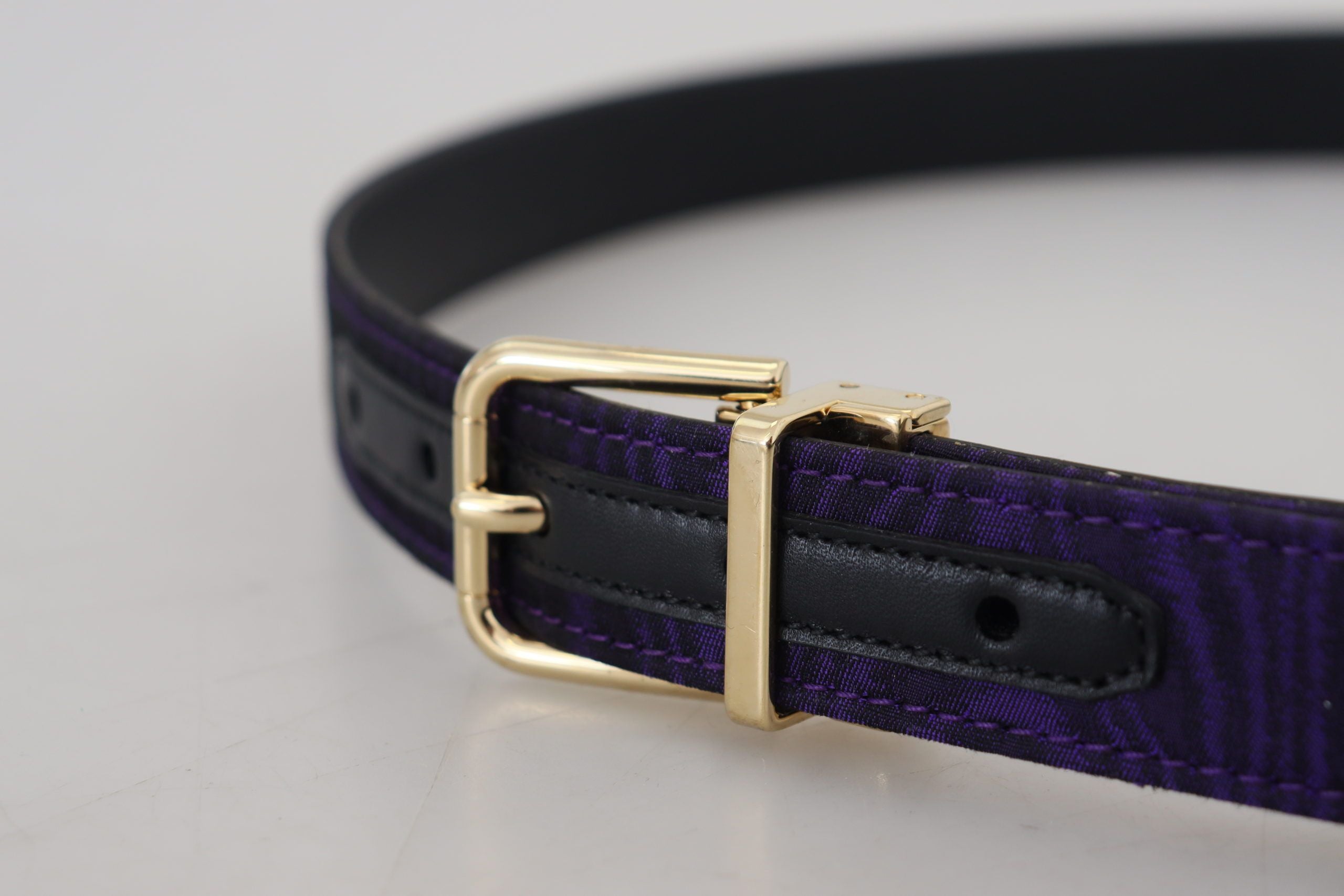 Dolce & Gabbana Elegant Purple Jacquard Leather Belt