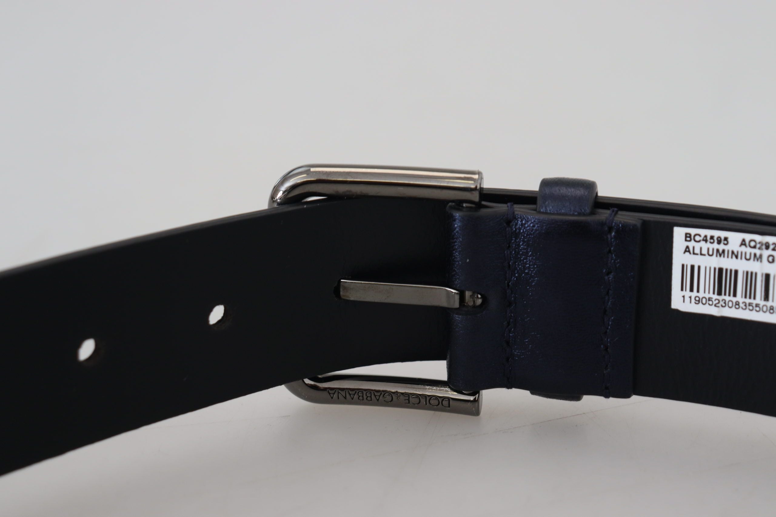 Dolce & Gabbana Metallic Blue Italian Leather Belt