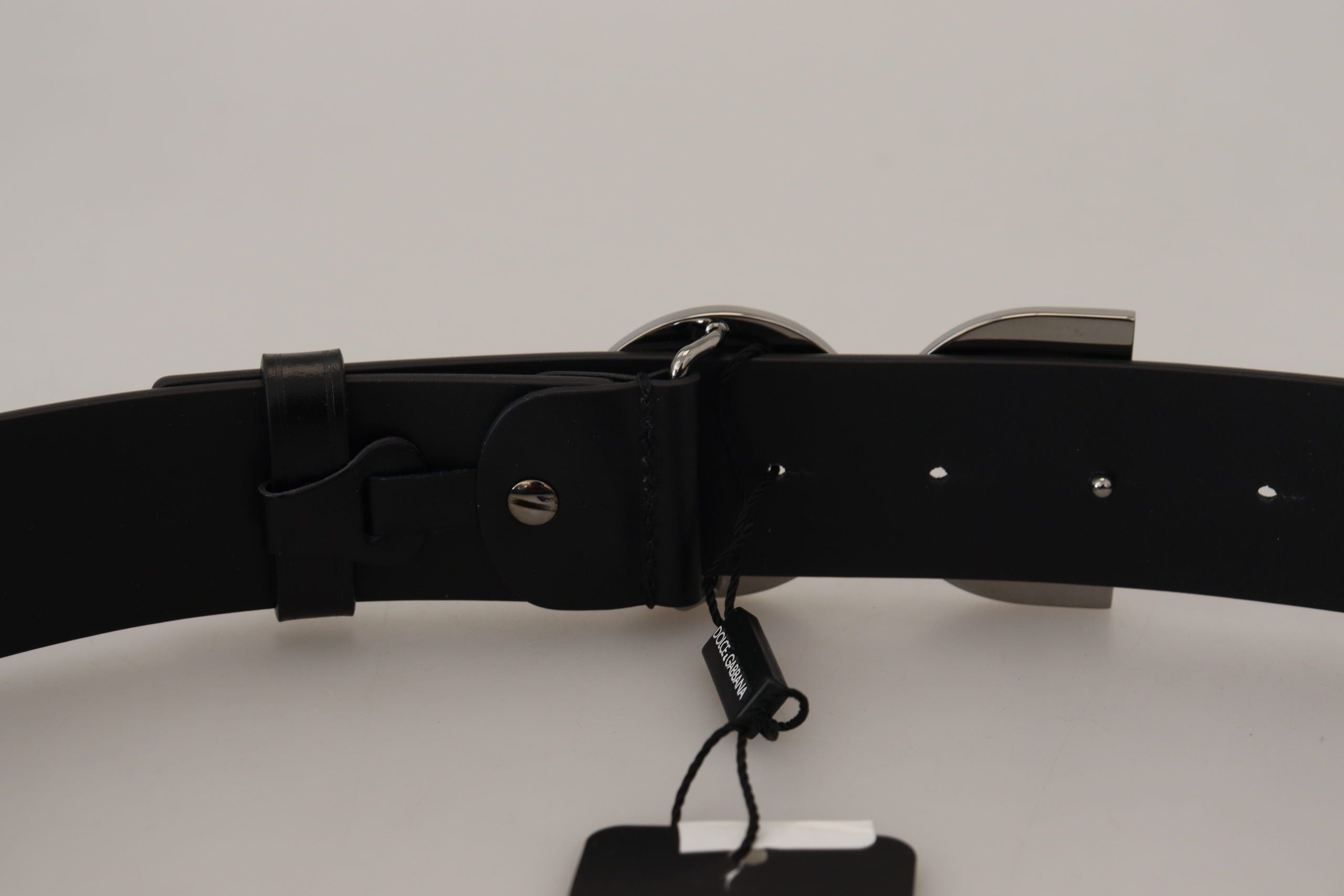 Dolce & Gabbana Elegant Black Leather DG Logo Belt