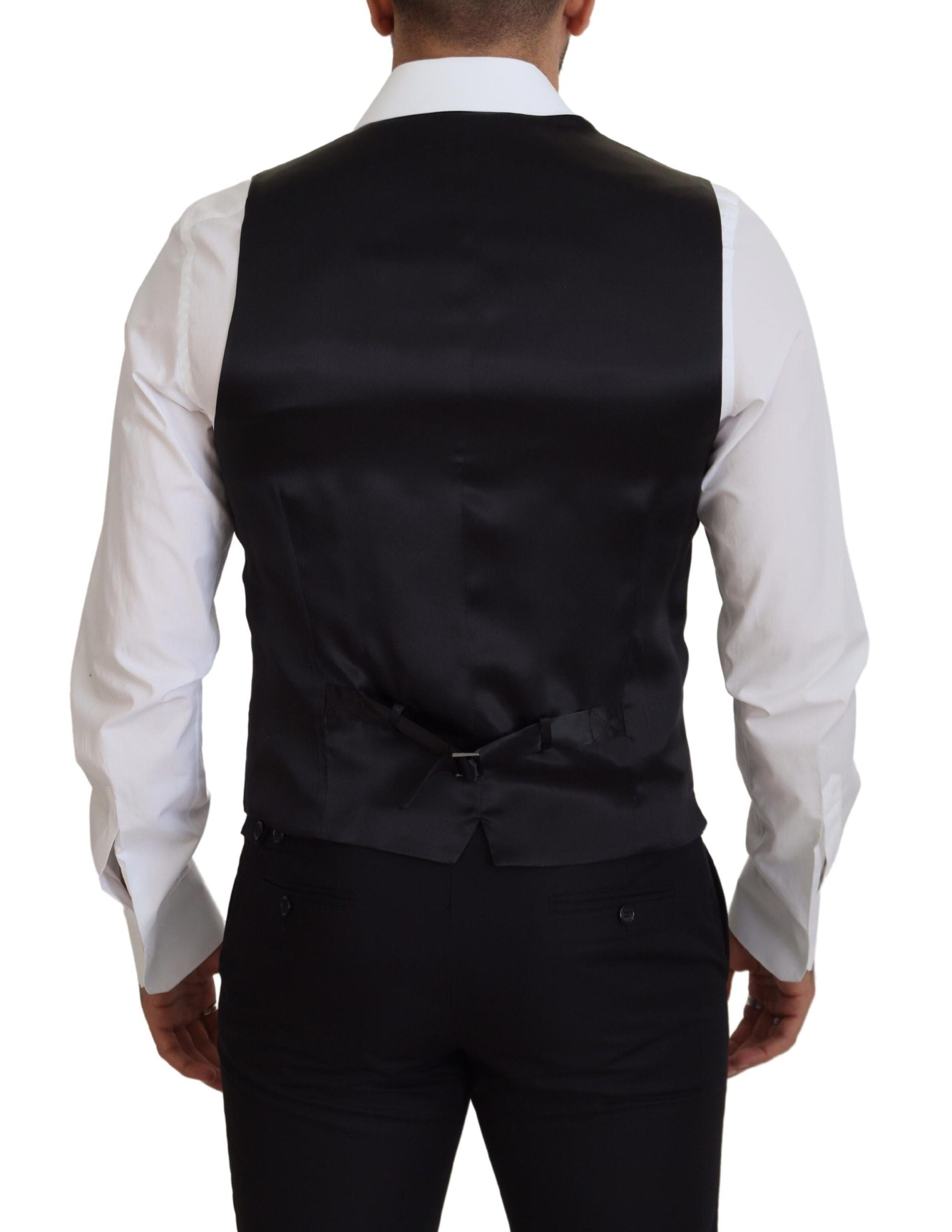 Dolce & Gabbana Elegant Black Single-Breasted Dress Vest