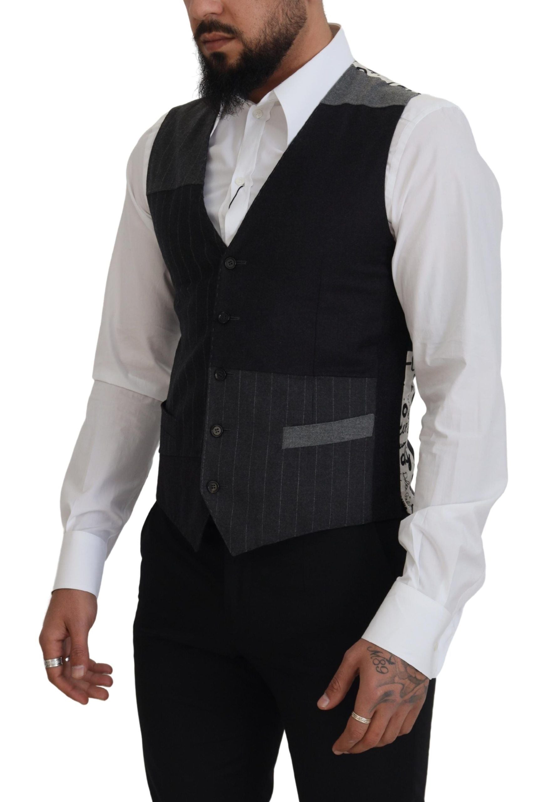 Dolce & Gabbana Elegant Black Striped Formal Dress Vest