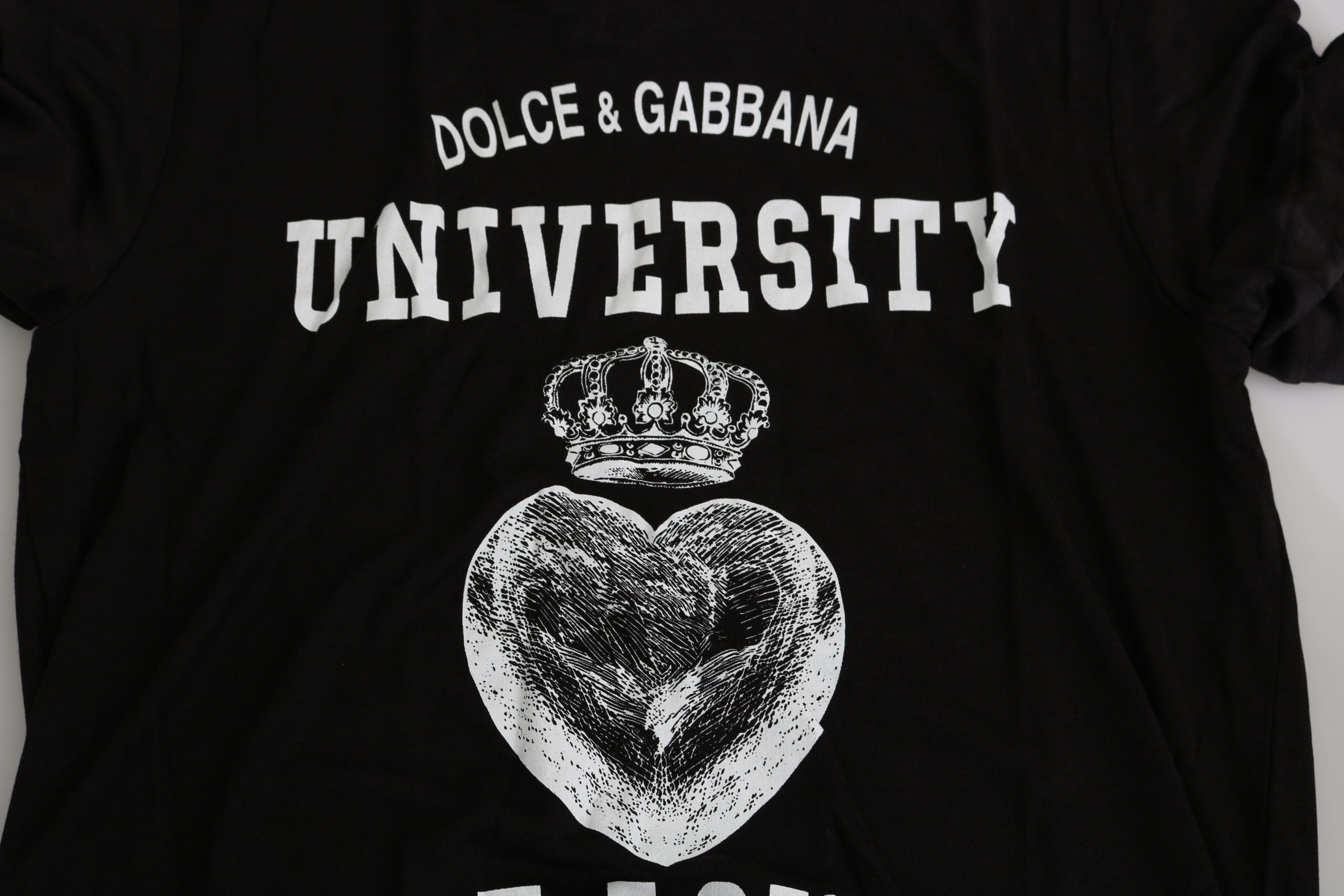 Dolce & Gabbana Sleek Black Crew Neck Tee with Exclusive Print