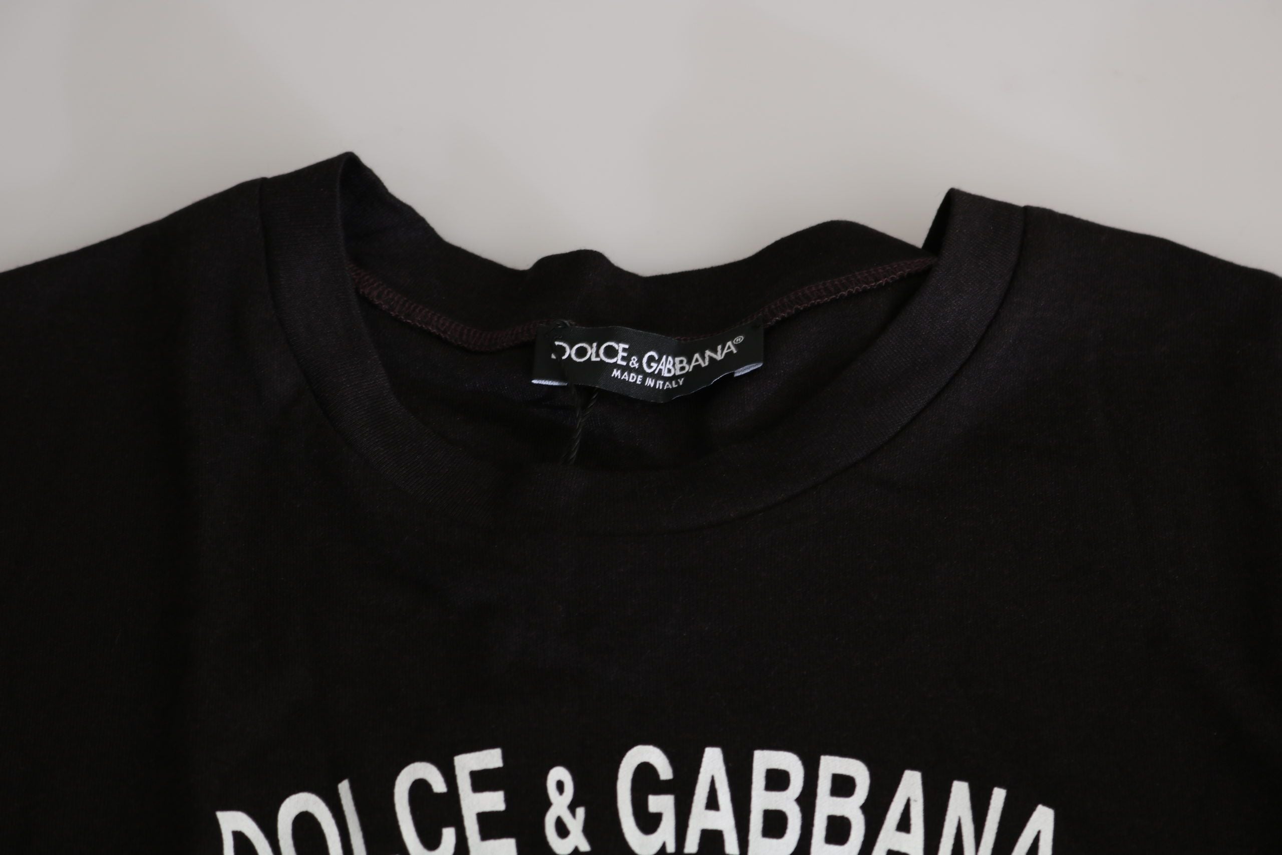 Dolce & Gabbana Sleek Black Crew Neck Tee with Exclusive Print