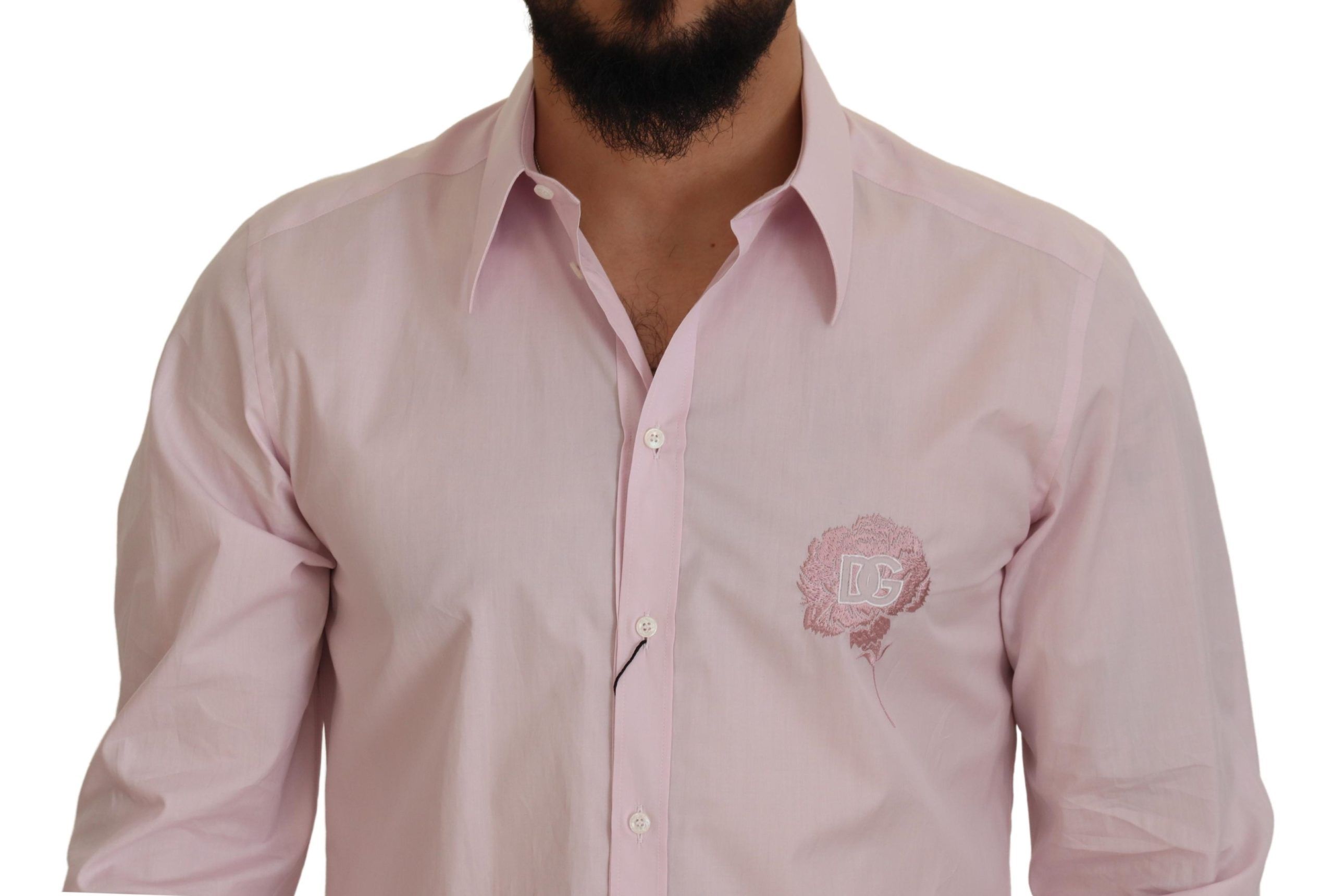 Dolce & Gabbana Exquisite Slim Fit Pink Cotton Shirt