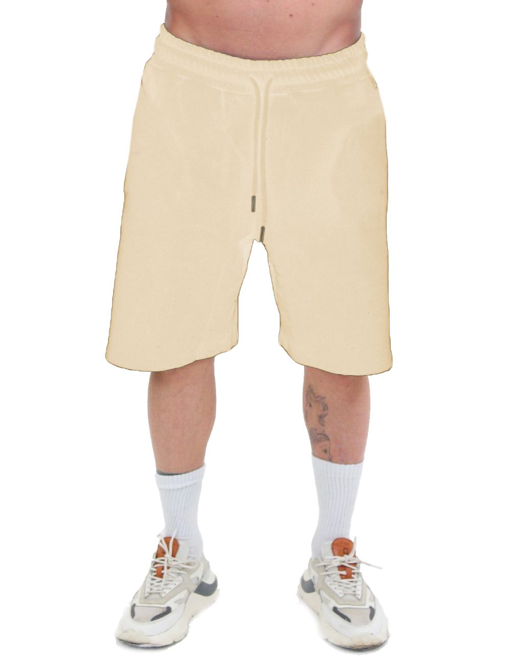 Comme Des Fuckdown Beige Stretch Cotton Bermuda Shorts with Side Logo