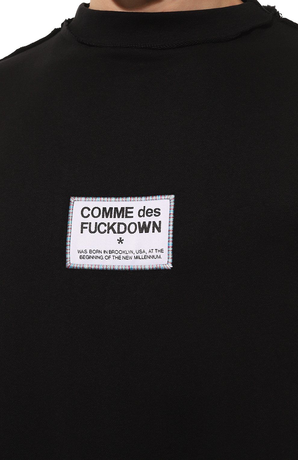 Comme Des Fuckdown Chic Raw Cut Crewneck Sweatshirt in Black