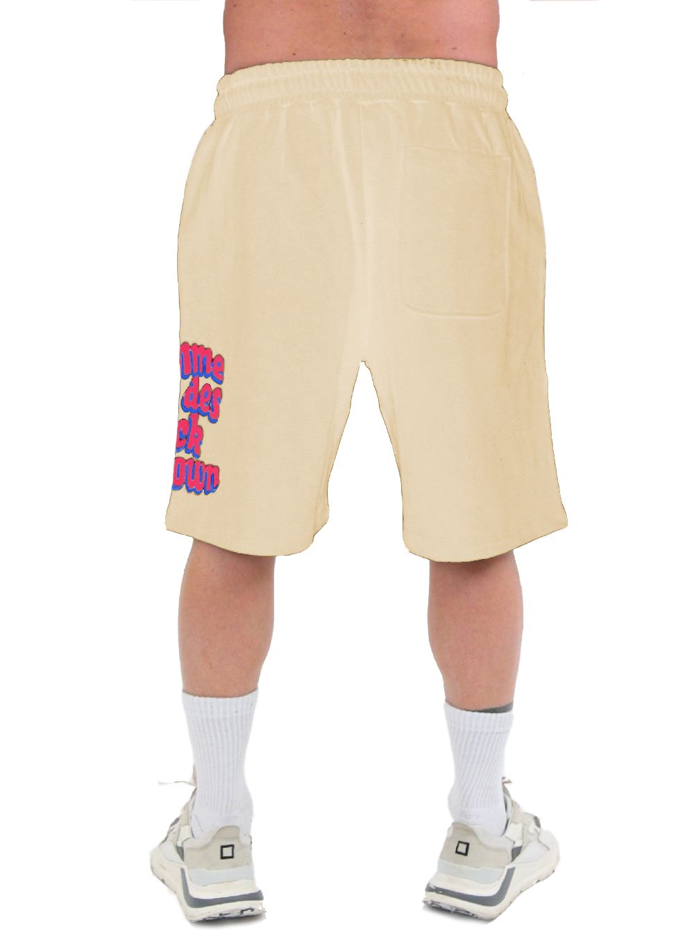 Comme Des Fuckdown Beige Stretch Cotton Bermuda Shorts with Side Logo