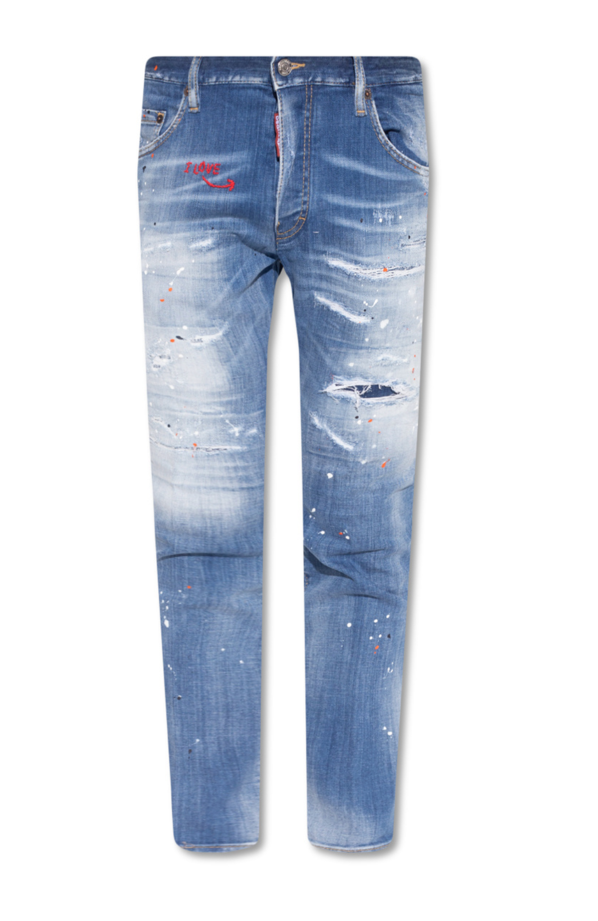 Dsquared² Chic Distressed Paint-Splatter Denim