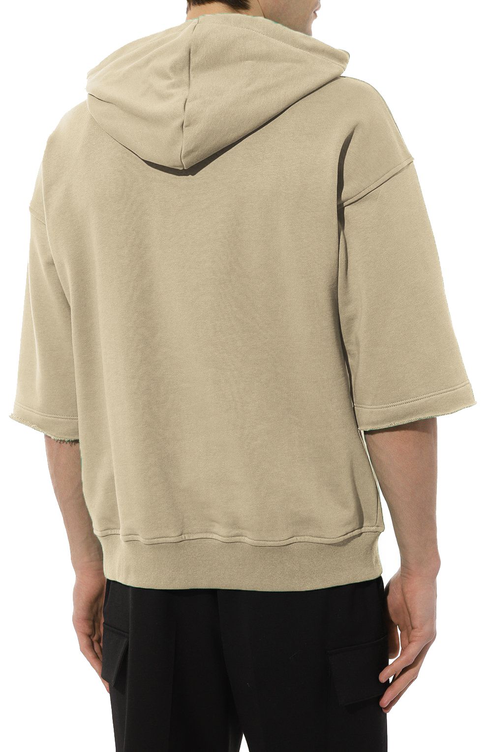 Comme Des Fuckdown Beige Hooded Cotton Sweatshirt with Logo Print