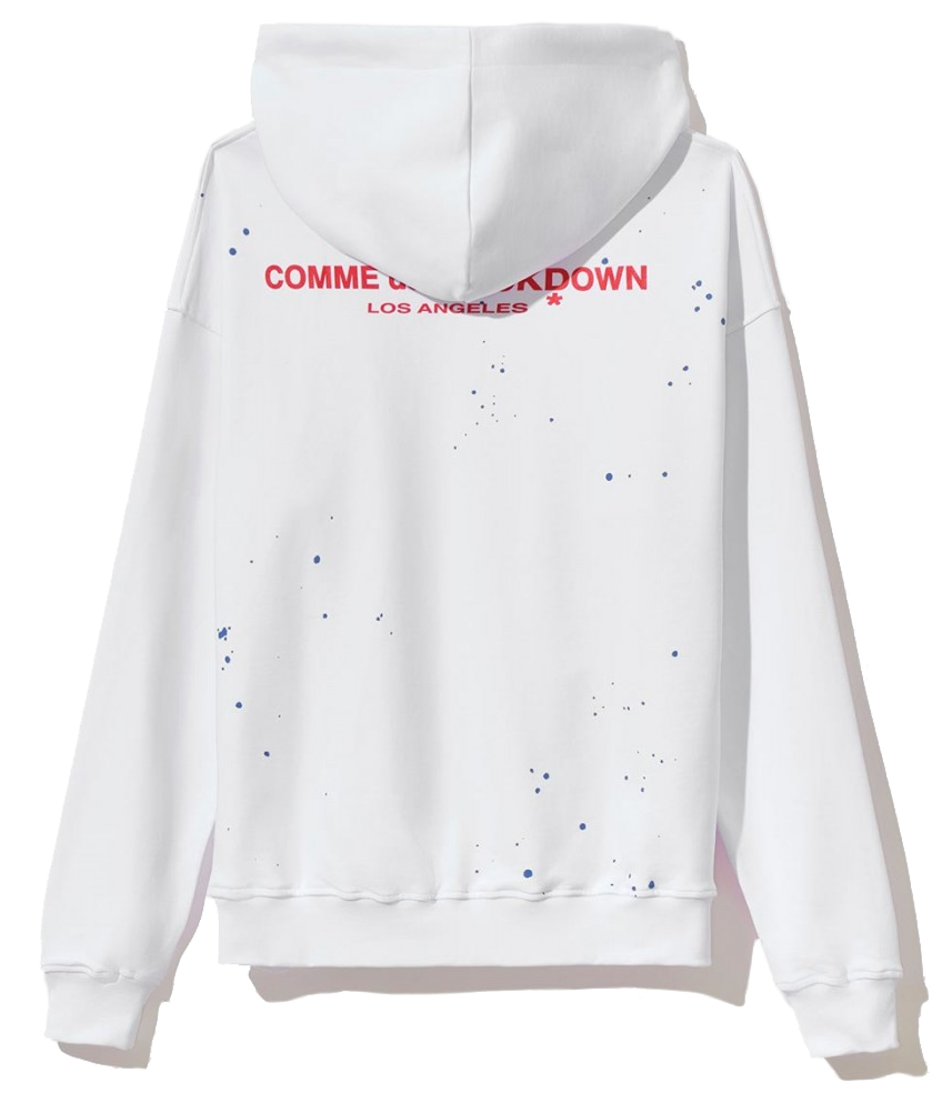 Comme Des Fuckdown Iconic White Cotton Hooded Sweatshirt